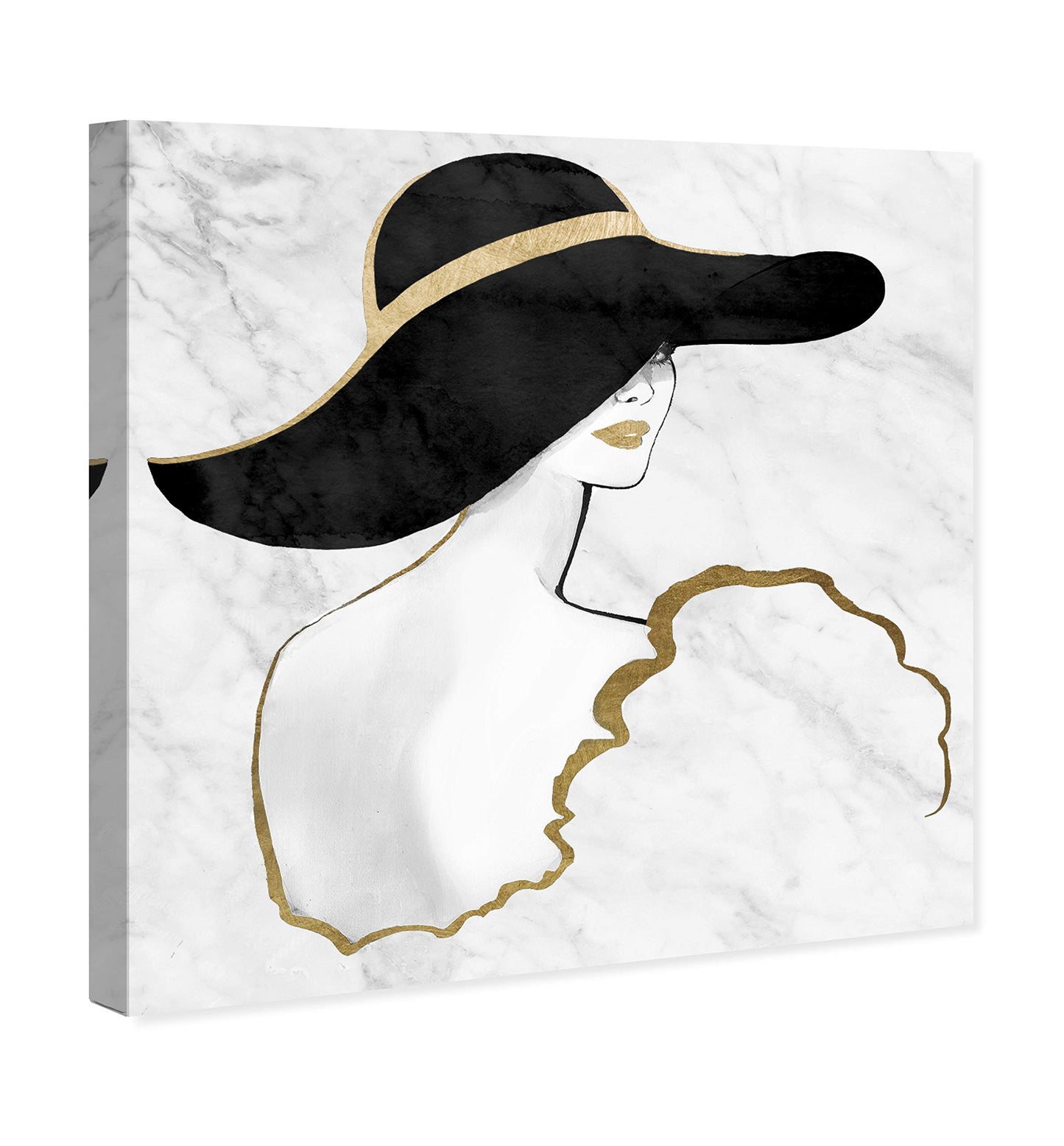 The Oliver Gal Artist Co. Fashion and Glam Wall Art Canvas Prints 'Gill Bay-Black and Gold Pouder' Home Décor, 30" x 30"