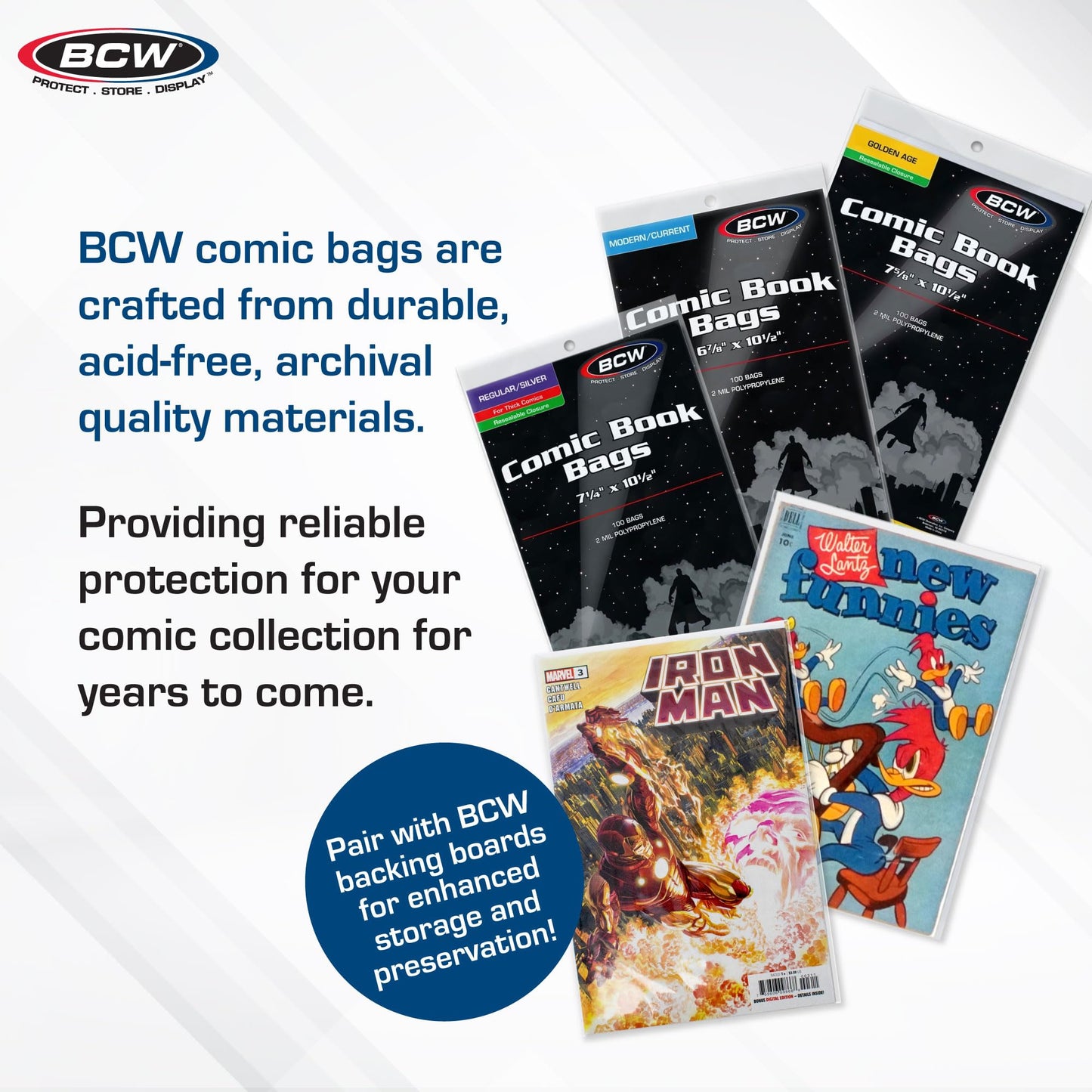 BCW Current Comic Bags (400 Pack) – Acid-Free BCW Comic Book Bags for Modern Comics | Crystal Clear Comic Book Sleeve Protection | 6 7/8 x 10 1/2