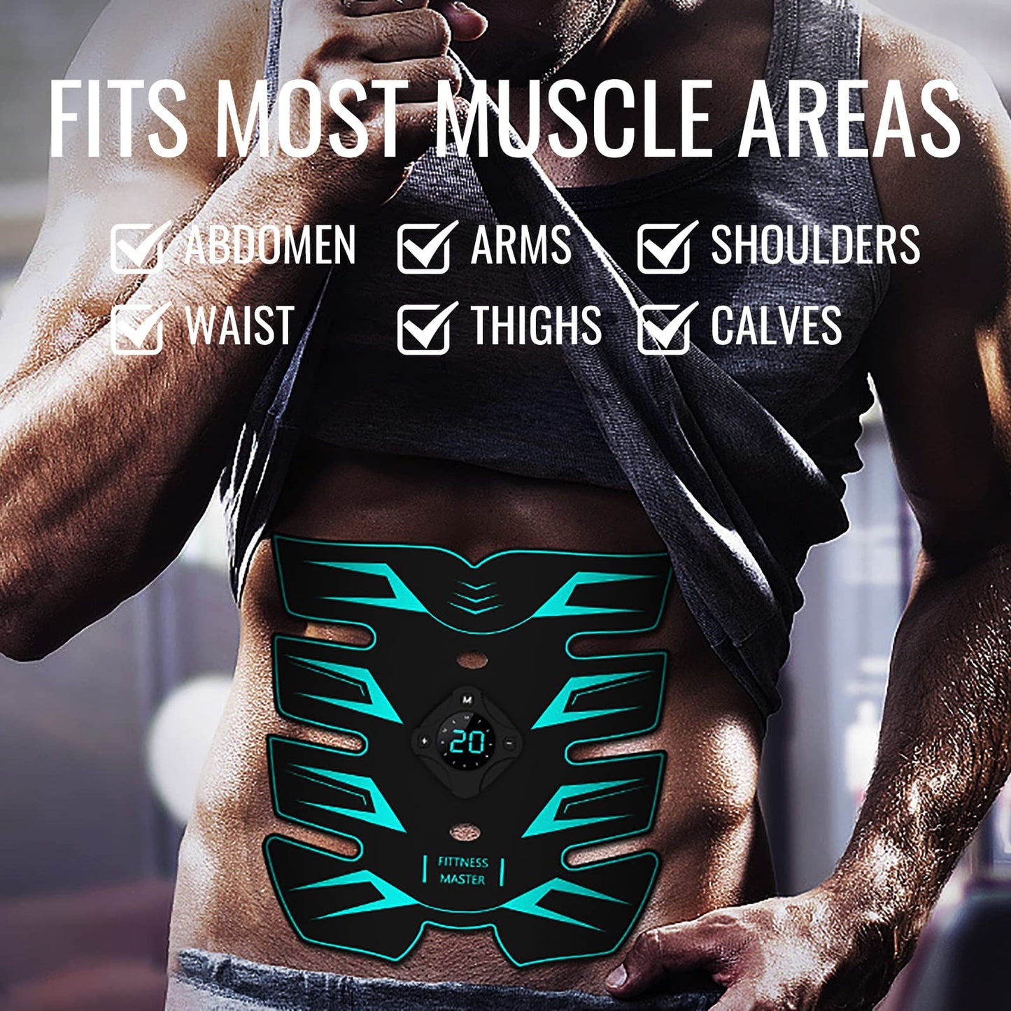 Innocareer Abs Stimulator, EMS Muscle Stimulator Fitness Equipment for Abdomen Arms Shoulder Back Leg Hip, Ab Stimulator for Women & Men