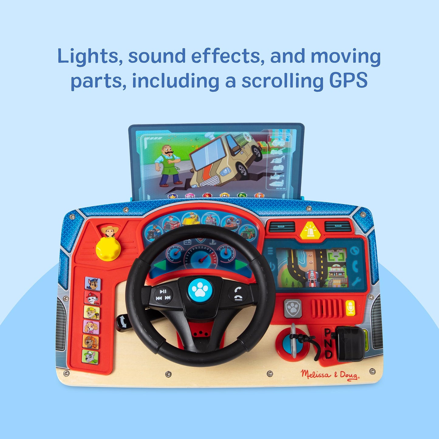 Melissa & Doug PAW Patrol Rescue Mission Wooden DashboardKids Activity Board, Toddler Sensory Toys, Pretend Play Driving Toy, PAW Patrol Toys for Kids Ages 3+