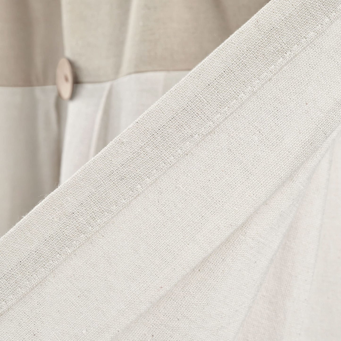 Lush Decor Linen Button Farmhouse Valance Curtians 84"W x 18"L Linen - Linen Valances For Windows - Kitchen Curtains Valances - Bathroom Curtain