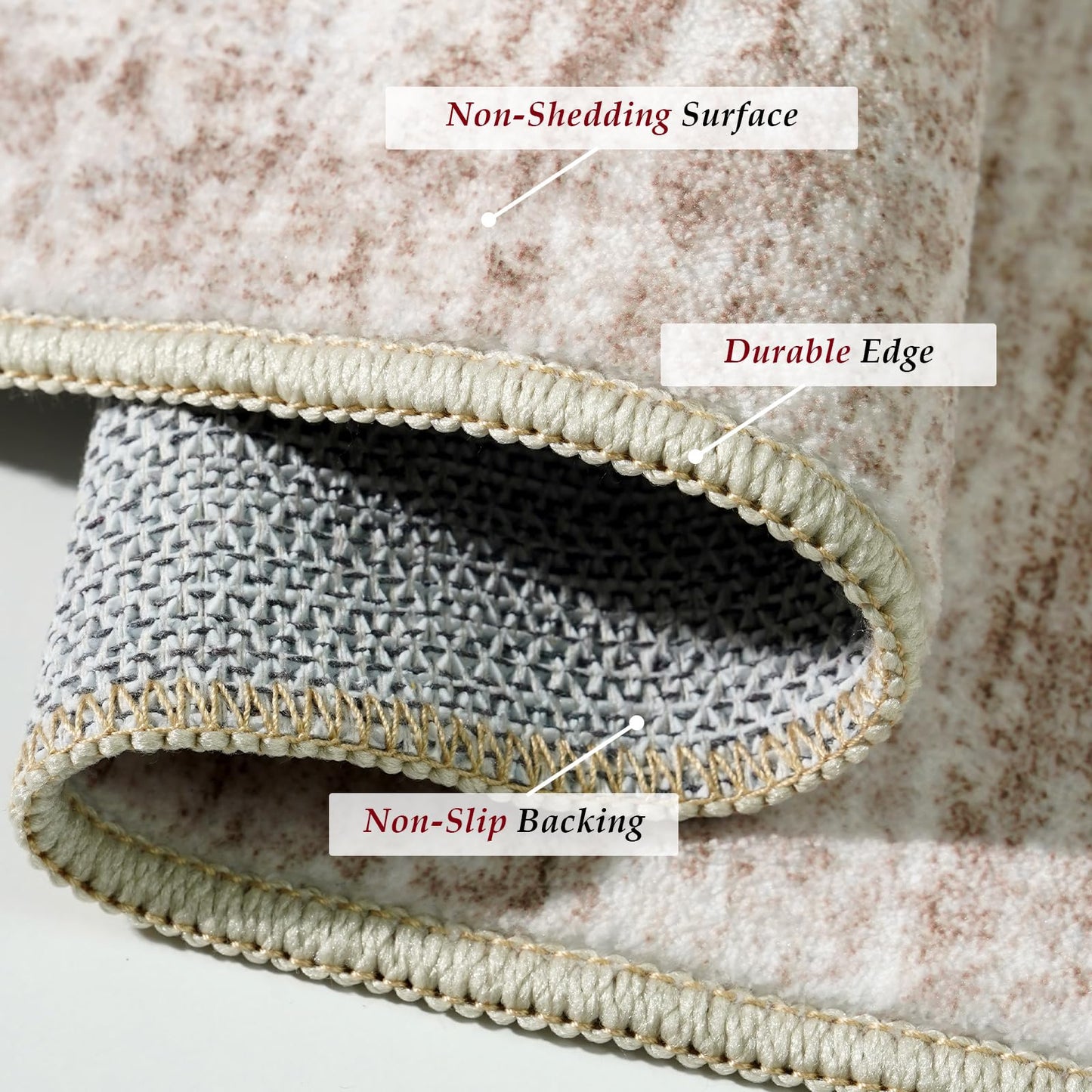 3x10 Hallway Washable Runner Rug - Non-Slip Kitchen Rugs with Rubber Backing Abstract Low-Pile Carpet Runners for Laundry Room Home Decor Bedroom Bathroom Entryway (Ivory Beige Distressed,3x10)