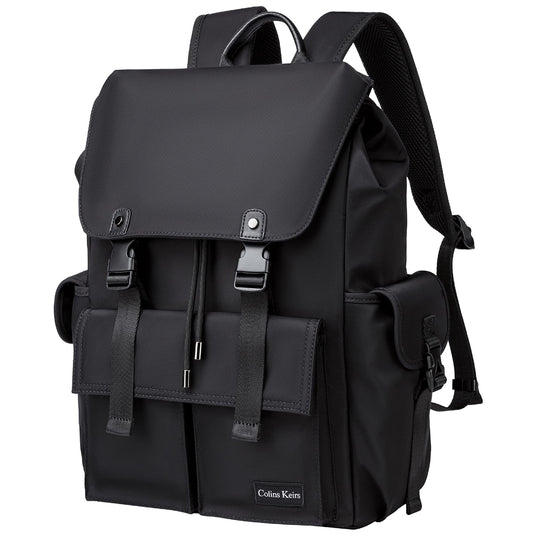 Colins Keirs Black backpack men, 16 inch laptop backpack for men, Drawstring anti-theft waterproof tech backpack with laptop compartment, Large 30 L