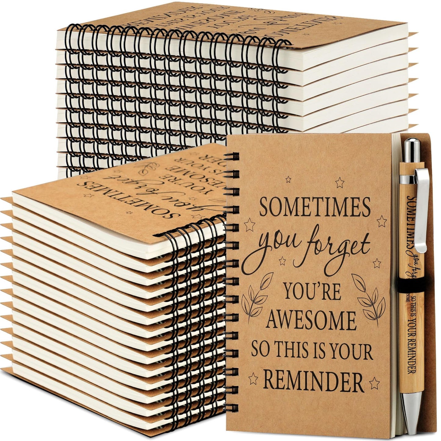 Yeaqee 100 Pcs Employee Appreciation Gifts Inspirational Gifts Set Mini Spiral Notebooks with Pen May You Be Proud of The Work You Do Motivational Thanks Gift for Staff Coworkers (Motivational Style)