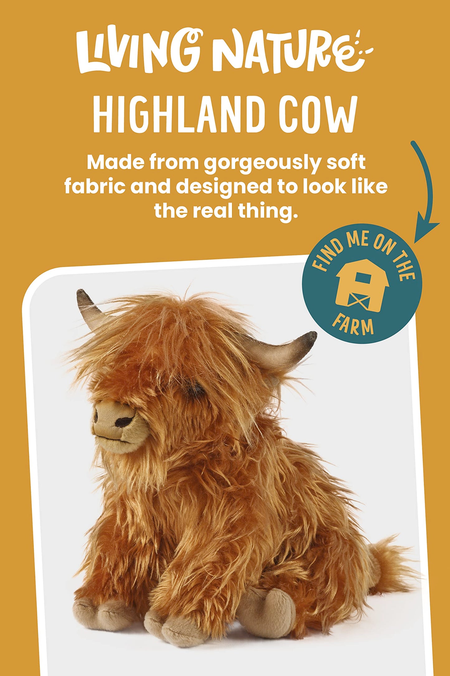 23cm Living Nature Highland Cow Soft Toy With Sound by KCFT