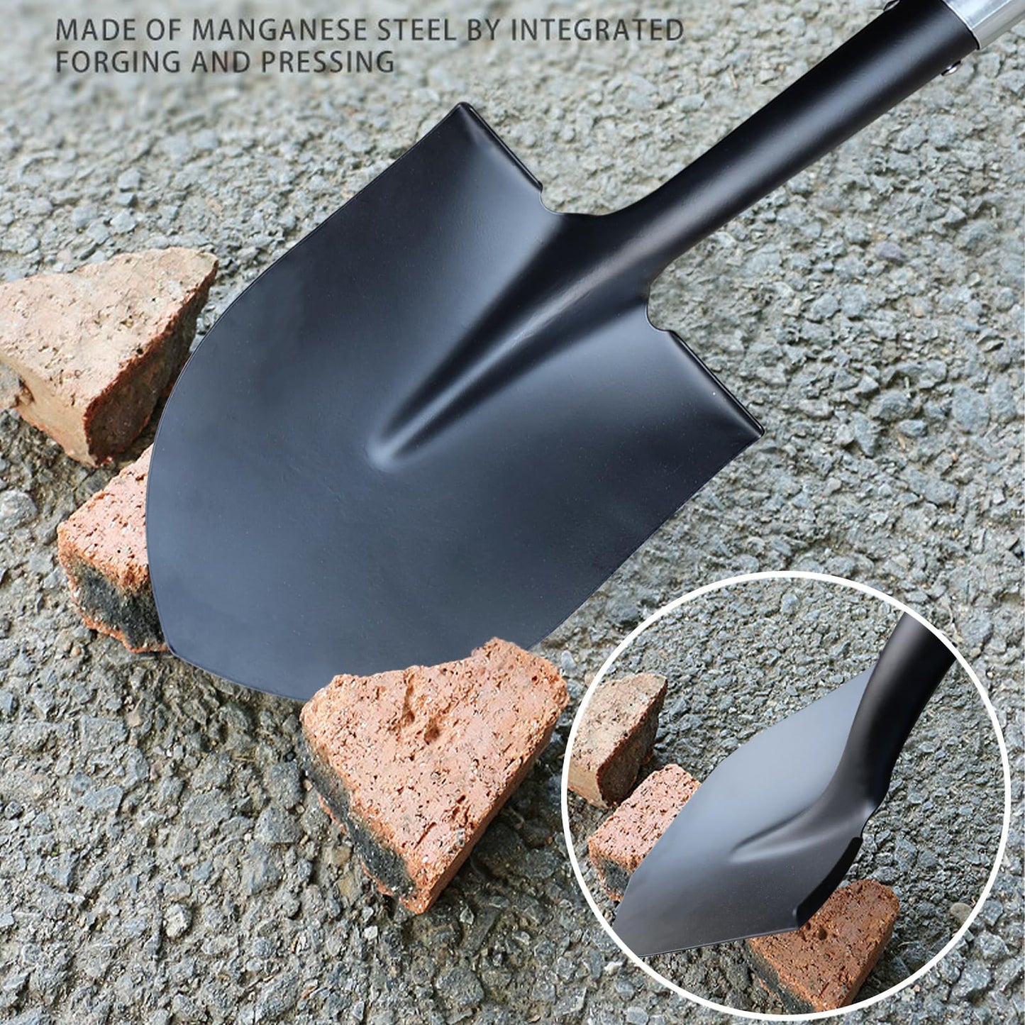 Shovel for Digging, Heavy Duty Shovel for Digging, 57 Inch Straight Handled Round Shovel with Non-Slip Tail Cover, Lawn and Yard Tools, Fiberglass Handle(Green)