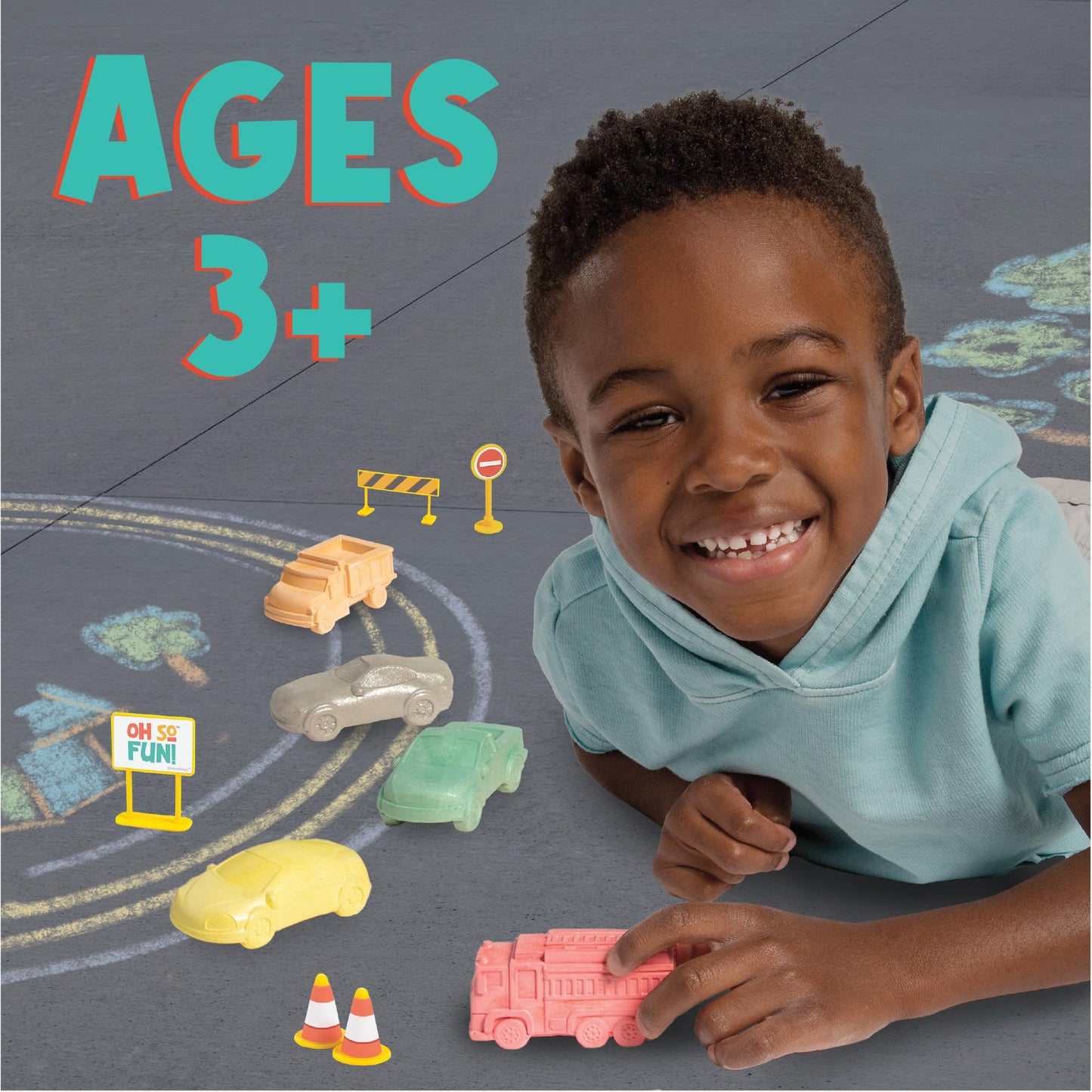 MindWare Oh So Fun! Cars and Trucks Sidewalk Chalk Set - Great Chalk For Toddlers Including Chalk Holders For Kids Ages 3+