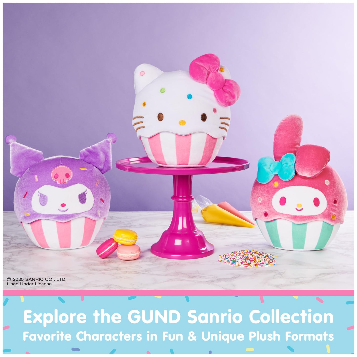 GUND Sanrio Official Hello Kitty Ice Cream Plush, Stuffed Animal for Ages 1 and Up, Pink/White, 10”
