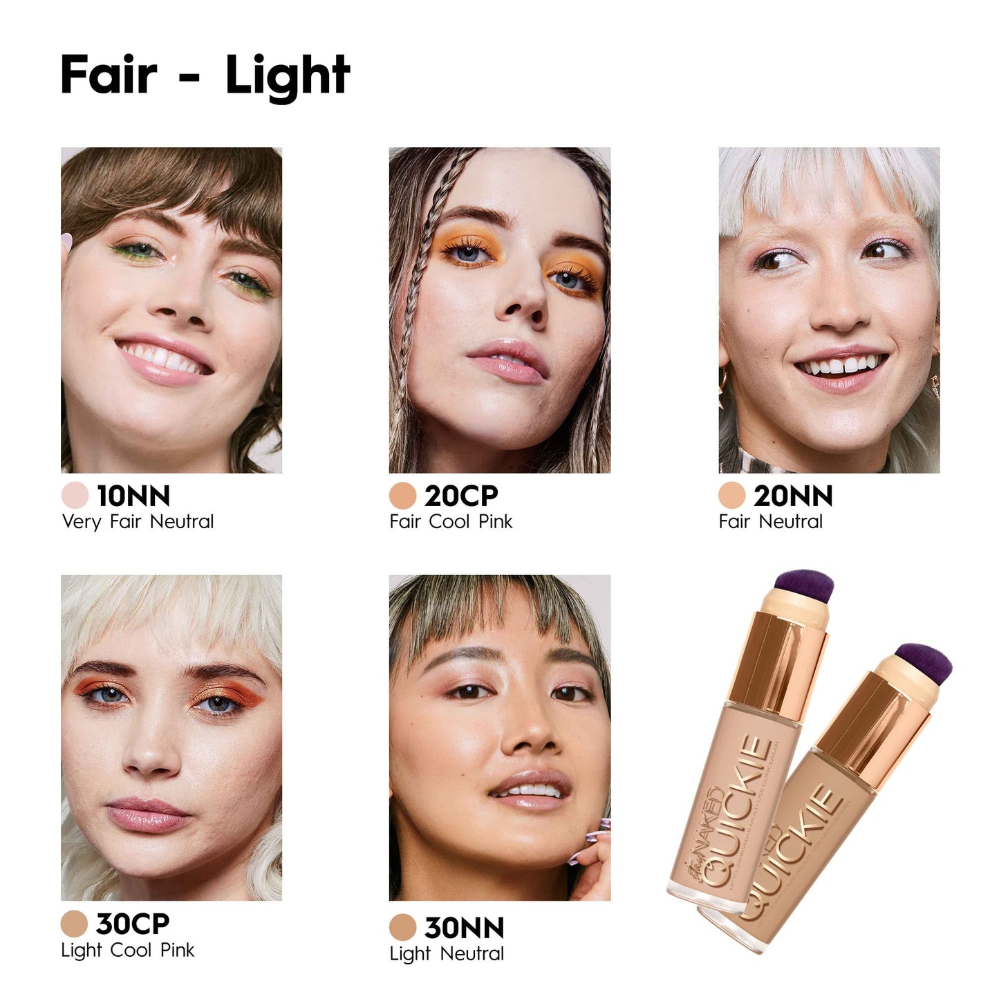 Urban Decay Quickie 24HR Full Coverage Waterproof Concealer (20NN - Fair Neutral), Natural Matte Finish, Hydrating Vitamin E, Dual-ended Buffing Brush & Multi-use Applicator - 0.5 fl oz