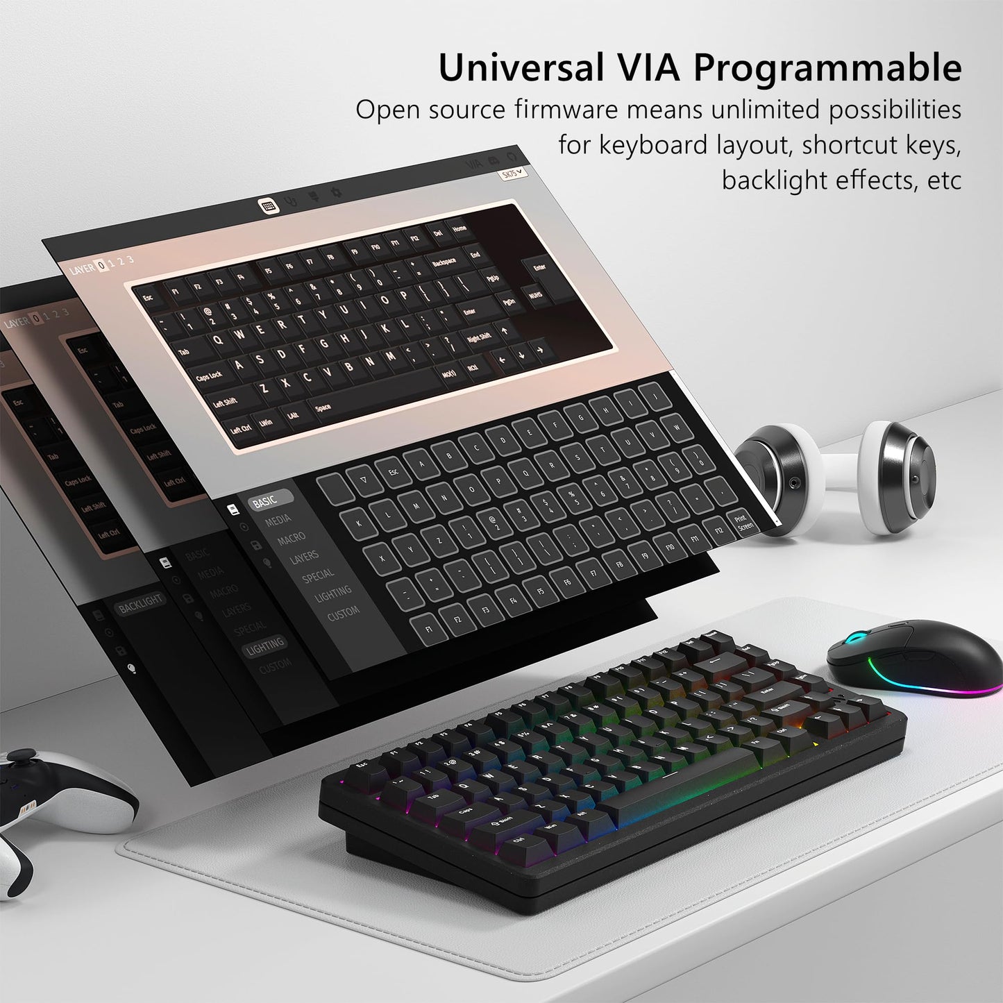 Womier SK75 75% Keyboard with Full Aluminum Wireless Mechanical Gaming Keyboard, VIA Custom Pre-lubed POM Switches RGB Creamy Gaming Keyboard, 3-Modes Gasket Hot Swappable, Black