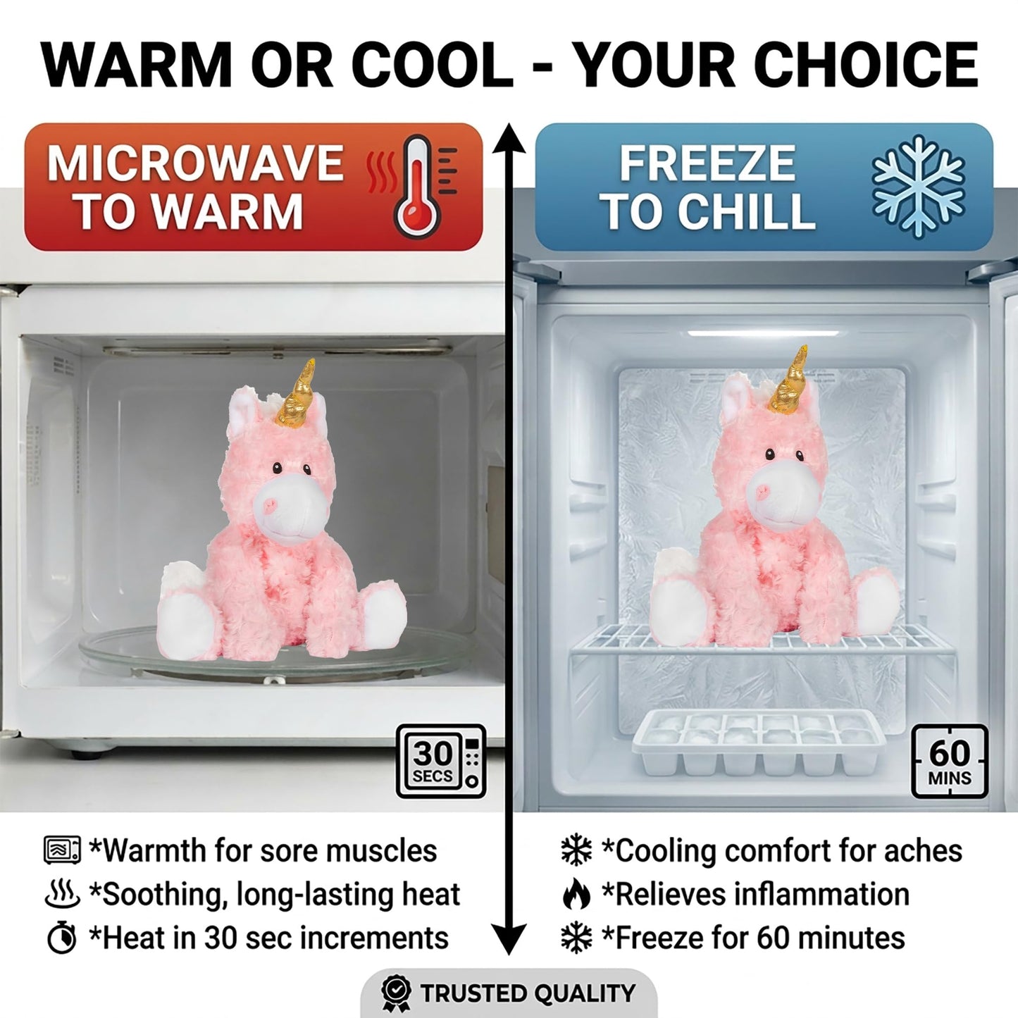 Warm Pals - Princess Pink Unicorn - Cozy Microwavable Lavender Scented Plush Toys - Heated Stuffed Animal - Heatable Coolable Bedtime Comfort Plushie