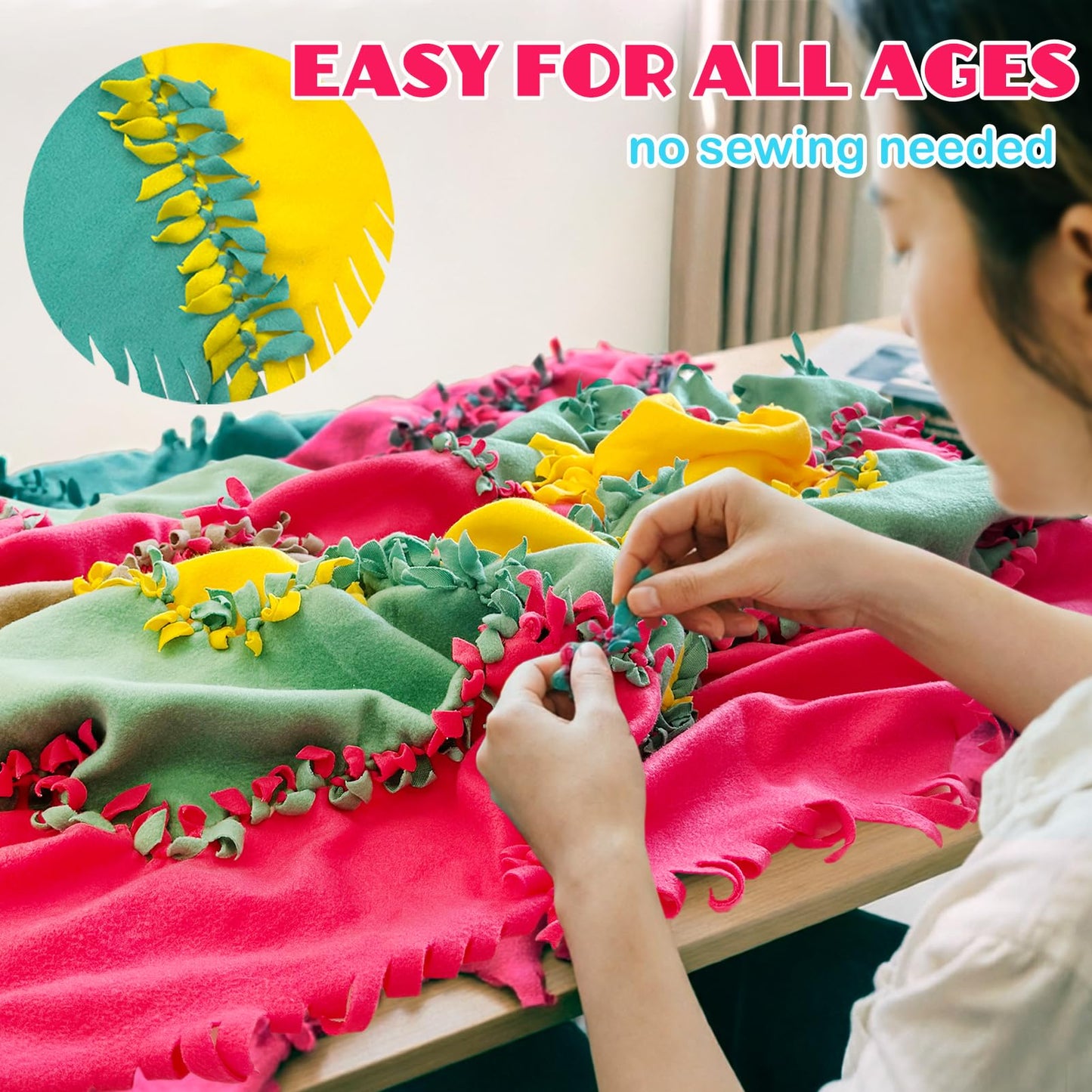 Ferberbears Craft Kits for Kids DIY Knot Quilt Making Big Fleece Blanket no Sewing Sets for Kids 8-12 or Adult Machine Washable