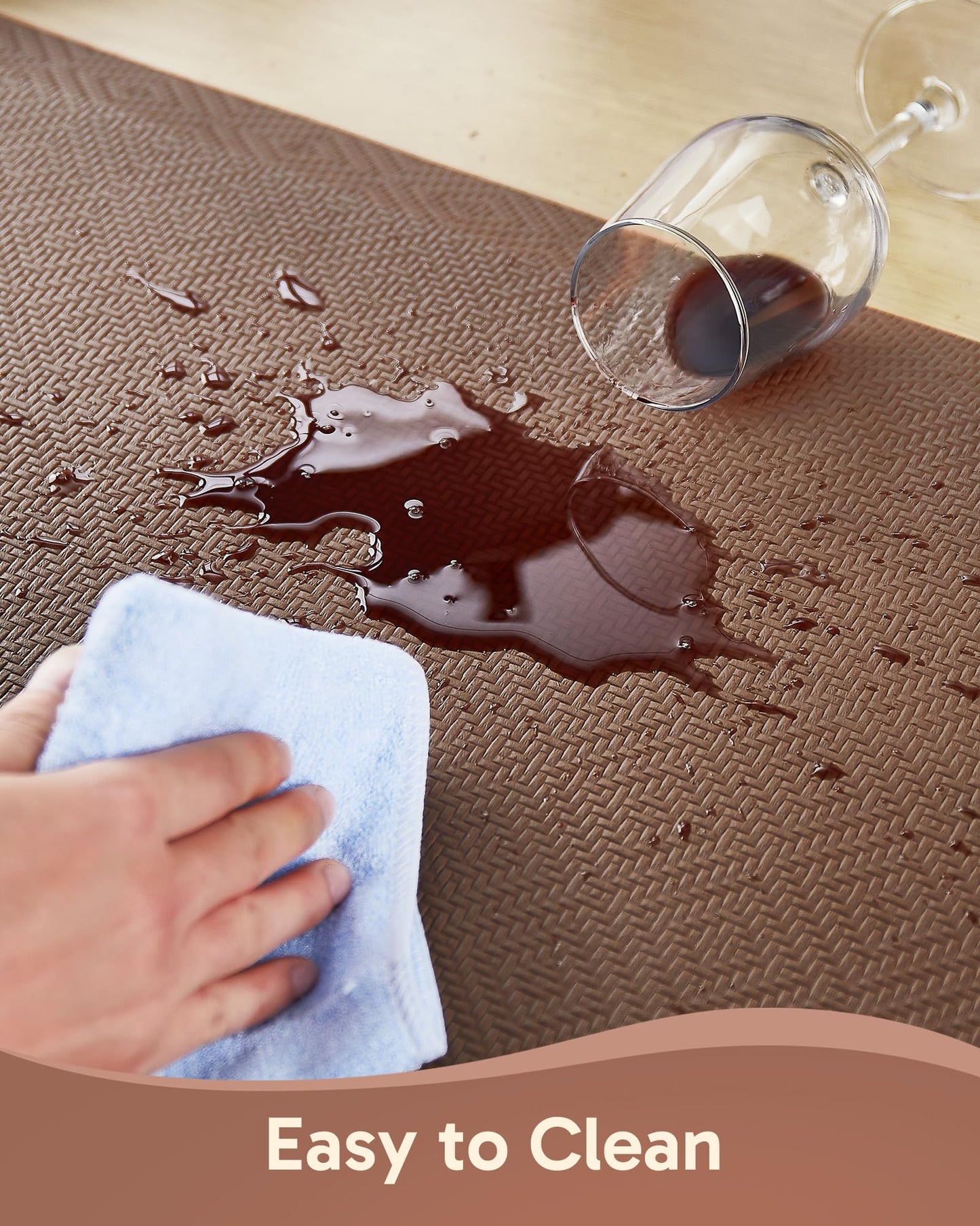 Ophanie Kitchen mats for Floor, 3/4 inch Thick, Kitchen Rugs, 20x48 Anti Fatigue Standing Cushioned Mat, Waterproof,Comfort Ergonomic mat for Office, Home, Sink, Brown Non-Slip Bottom