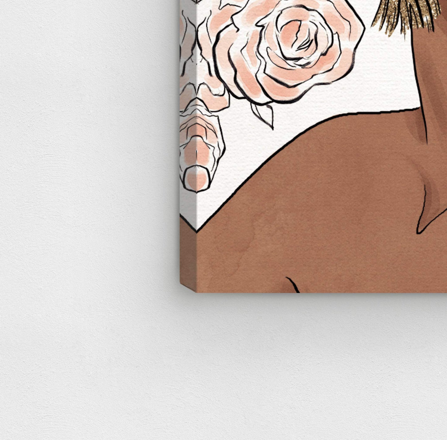 The Oliver Gal Artist Co. Fashion and Glam Wall Art Canvas Prints 'Flower Blush Girl' Home Décor, 16" x 24", Pink, Brown