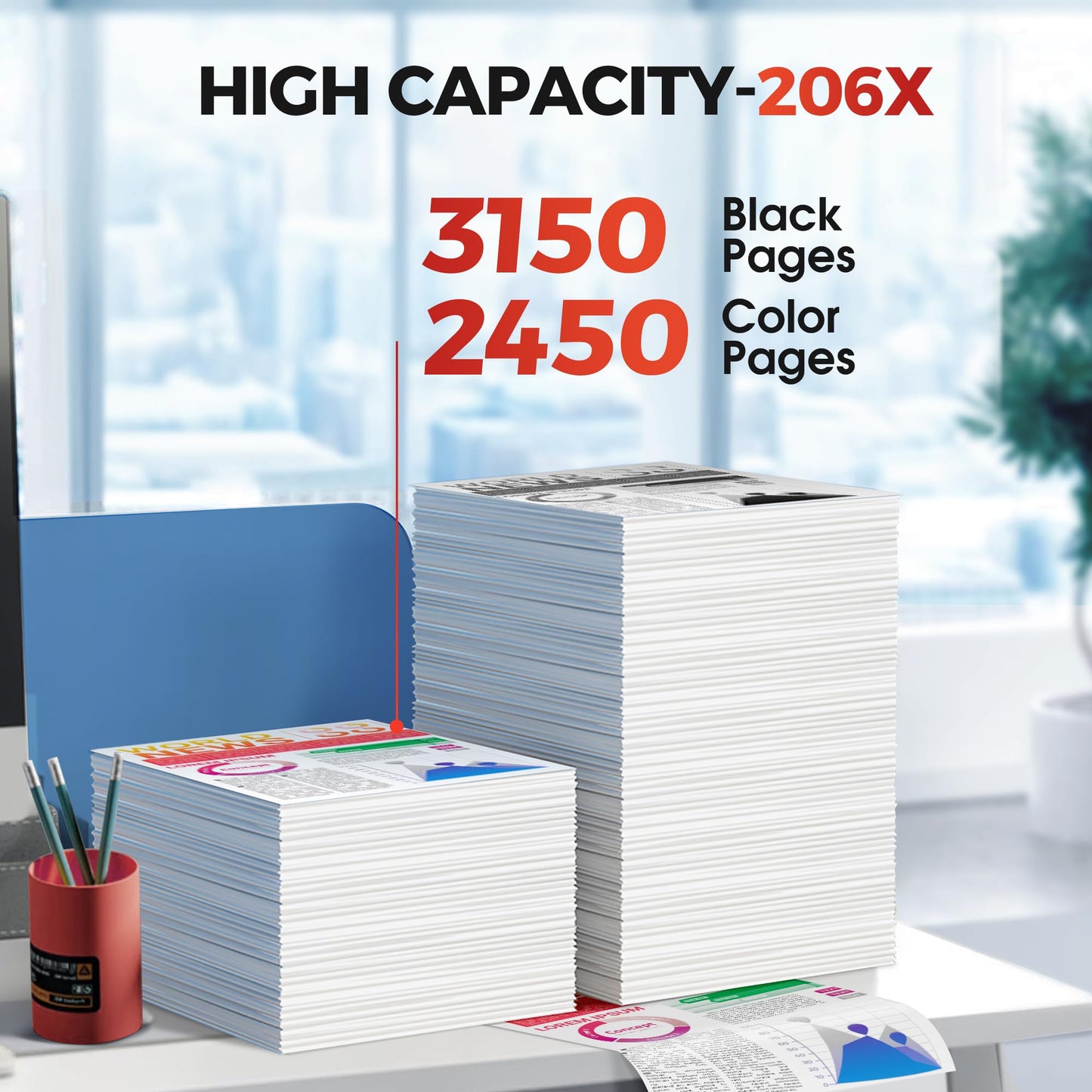 206X Toner Compatible with HP 206X Toner Cartridges 4 Pack High Yield M283fdw Replacement for HP 206A Toner Cartridges Work with Color Laserjet Pro MFP M283fdw M283cdw M255dw | W2110X W2110A Black