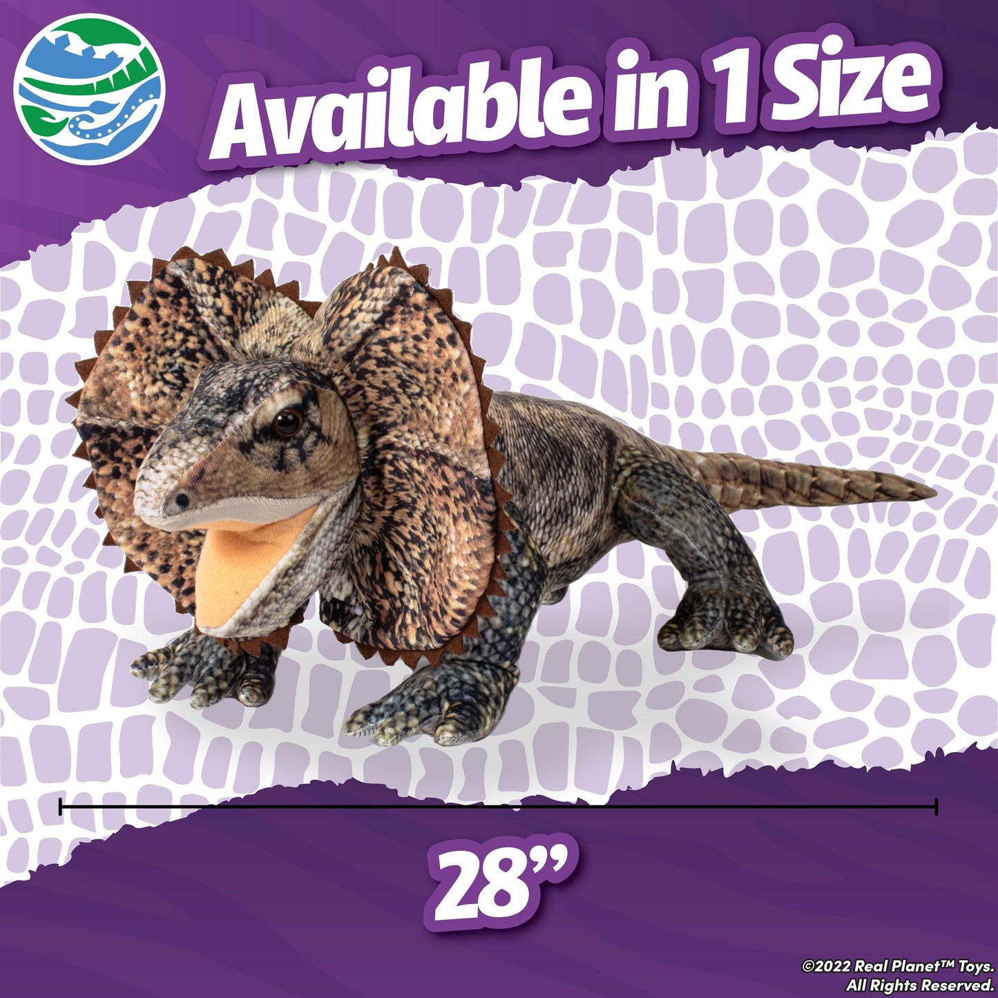 Real Planet 28" Frilled Neck Lizard Stuffed Animal - Giant Plush Toy, Brown