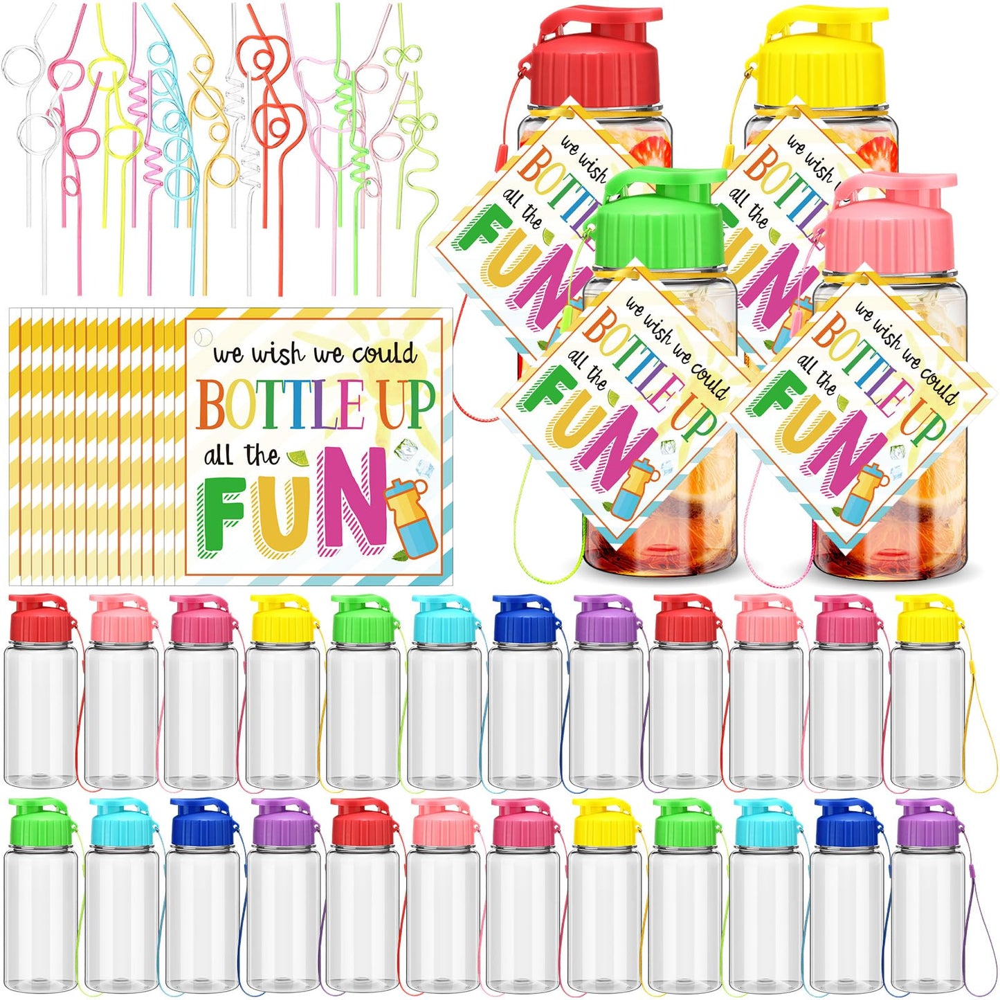 Sunnychicc 24 Set Water Bottles Bulk with Straws 12 oz End of the Year Gifts for Students Kindergarten Sports Water Bottle Summer Graduation Student Gifts from Teacher for School Classroom Party