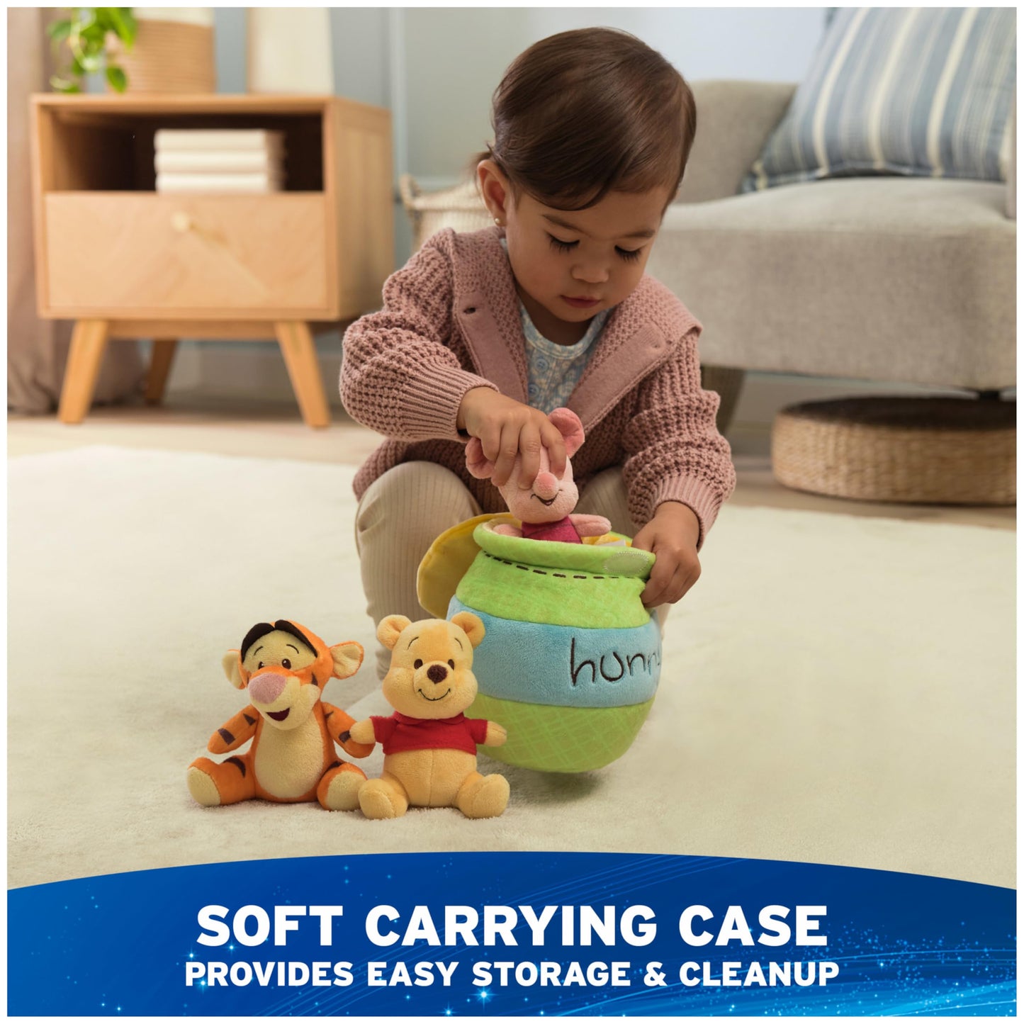 GUND Disney Official Winnie The Pooh Plush Playset with Pooh, Tigger, and Piglet, Sensory Toy Stuffed Animals for Ages 0 and Up, Green, 8”
