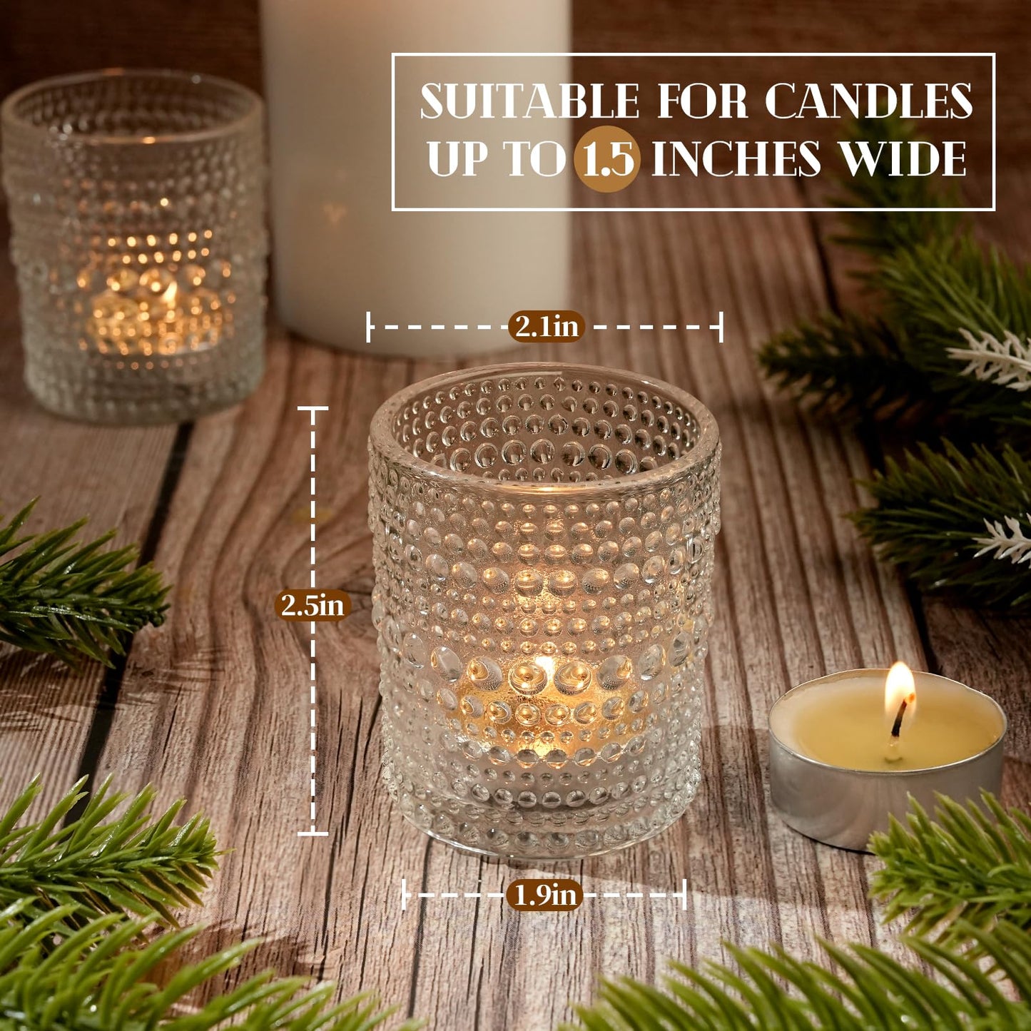 48pcs Votive Candle Holders for Home Decor, Clear Glass DIY Wax Filling Tealight Candle Holders, Tea Light Candles Holder for Wedding Table Decoration