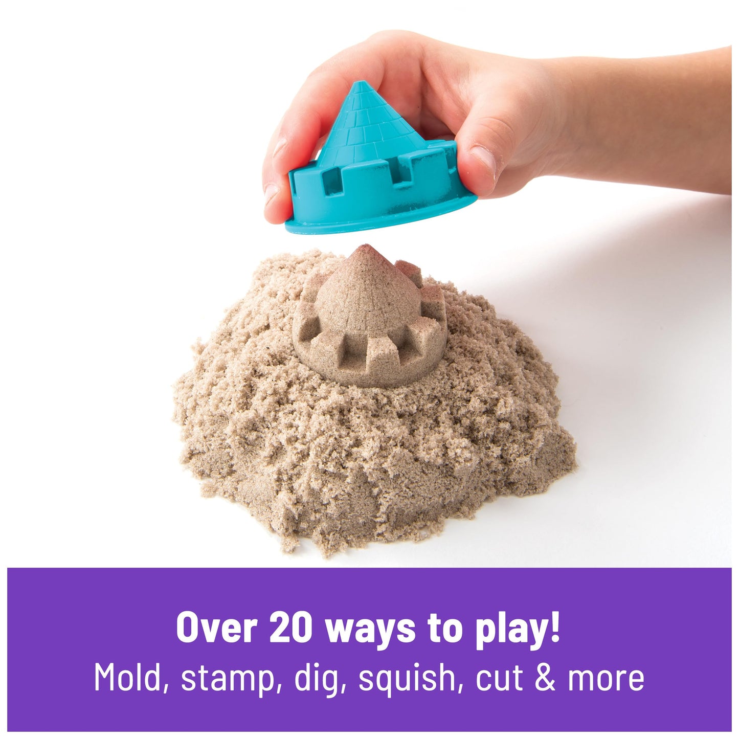 Kinetic Sand, Folding Sand Box with 2lbs of All-Natural, 7 Molds and Tools, Play Sand Sensory Toys for Kids Ages 3 and up
