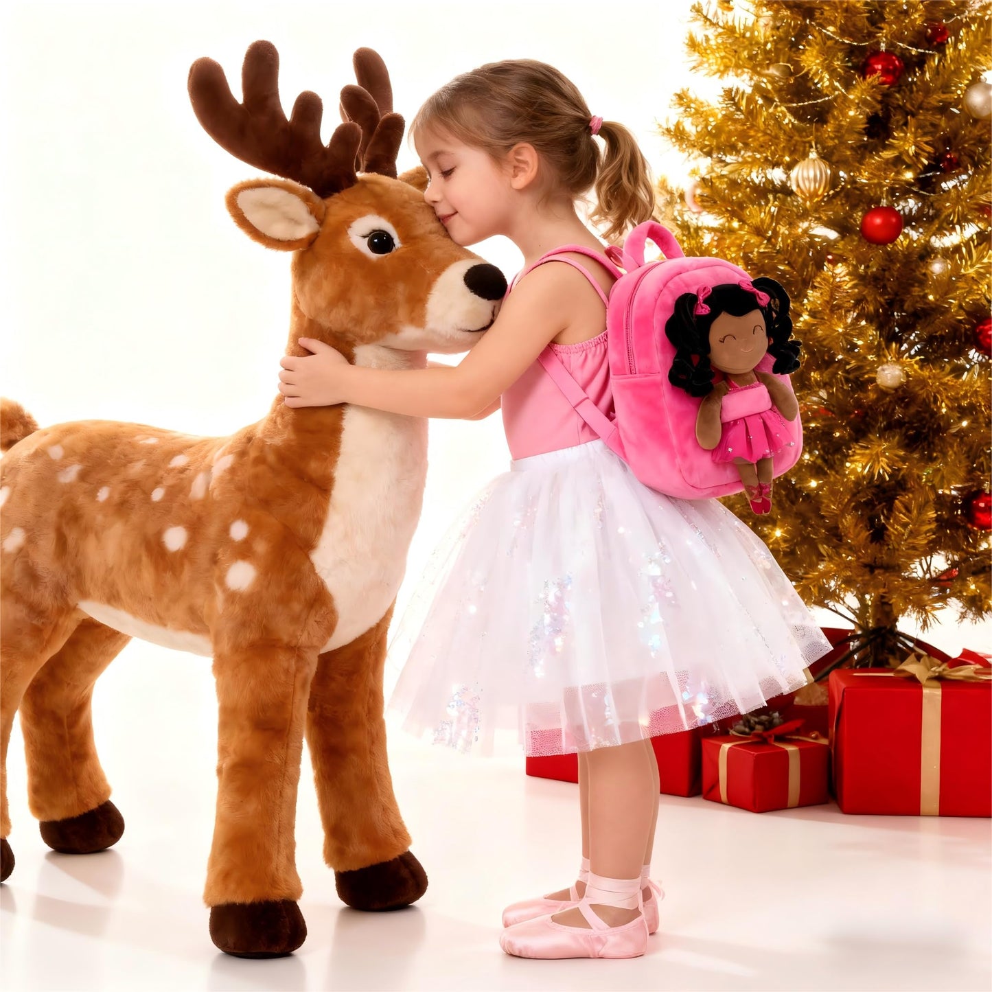 Gloveleya Toddler Backpack for Kids Soft Toys Plush Curly Ballet Girl Doll Rose 9 Inches