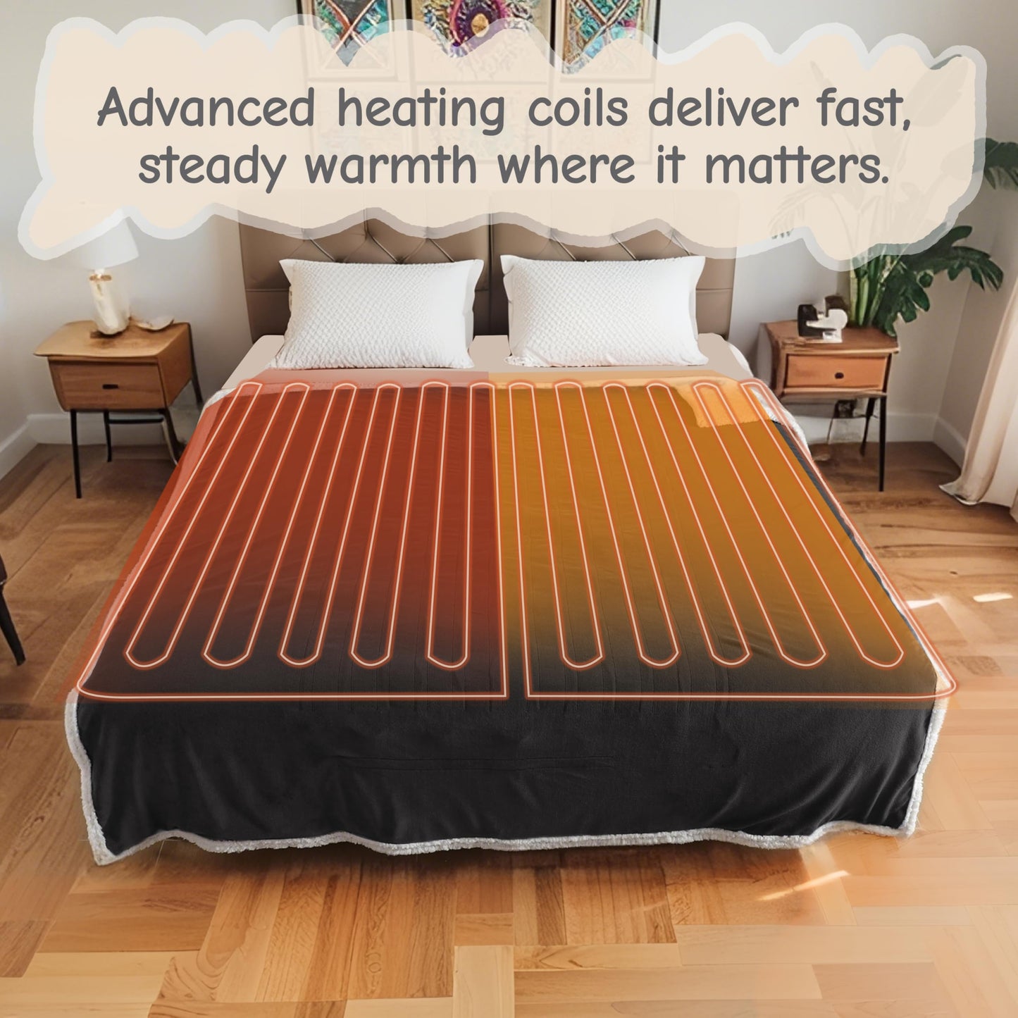 Electric Heated Blanket Full Size 72"x84", Soft Flannel with Overheat Protection, 9 Adjustable Heat Settings & 10-Hour Auto-Off Timer, Fast Heating for Winter Comfort, for Couch & Bed, Dark Gray