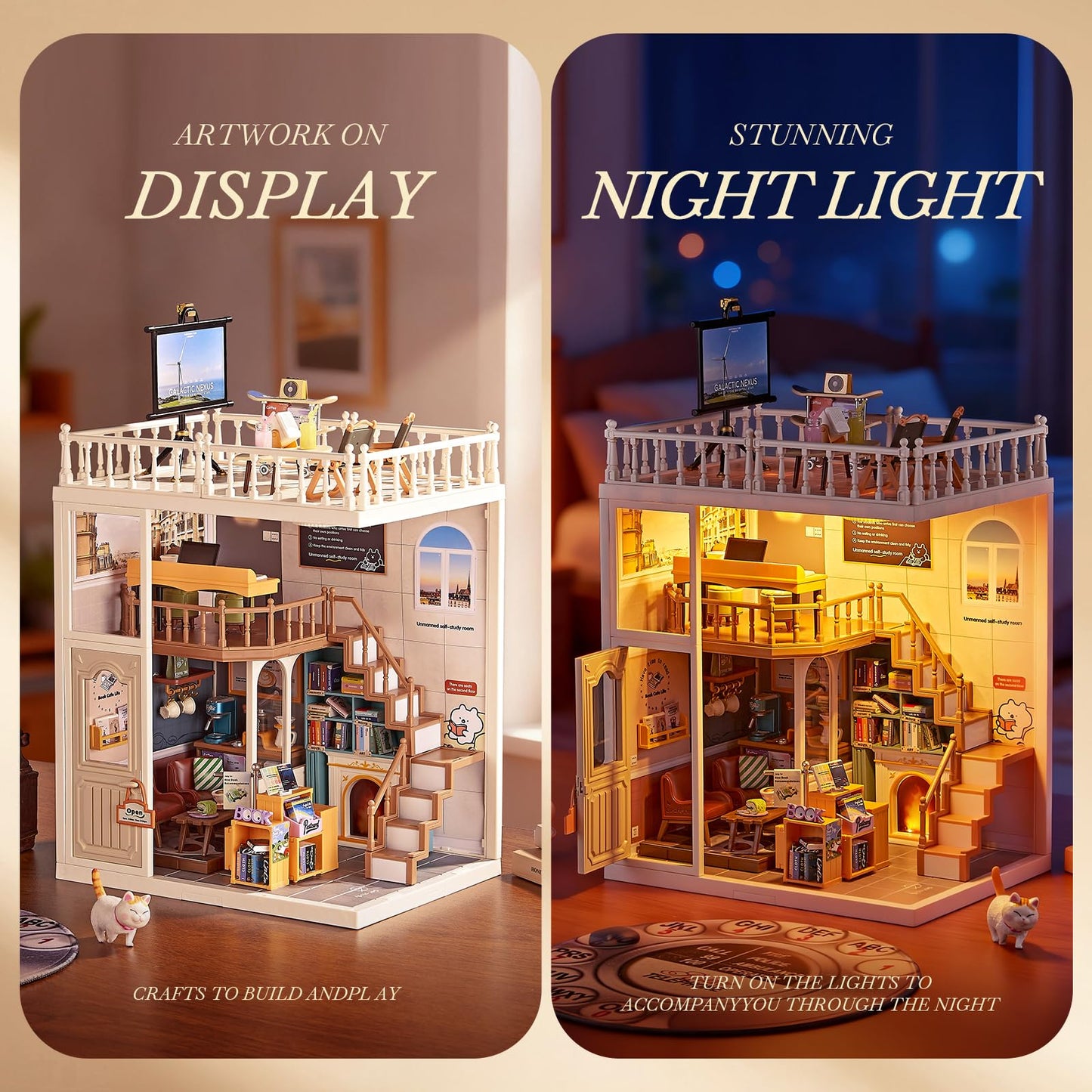 FOOZAC DIY Miniature Doll House Kit, 179 Pcs Dollhouse Furniture for Women, Tiny House with LED, Arts and Crafts for Adults, Birthday Gift Party Present