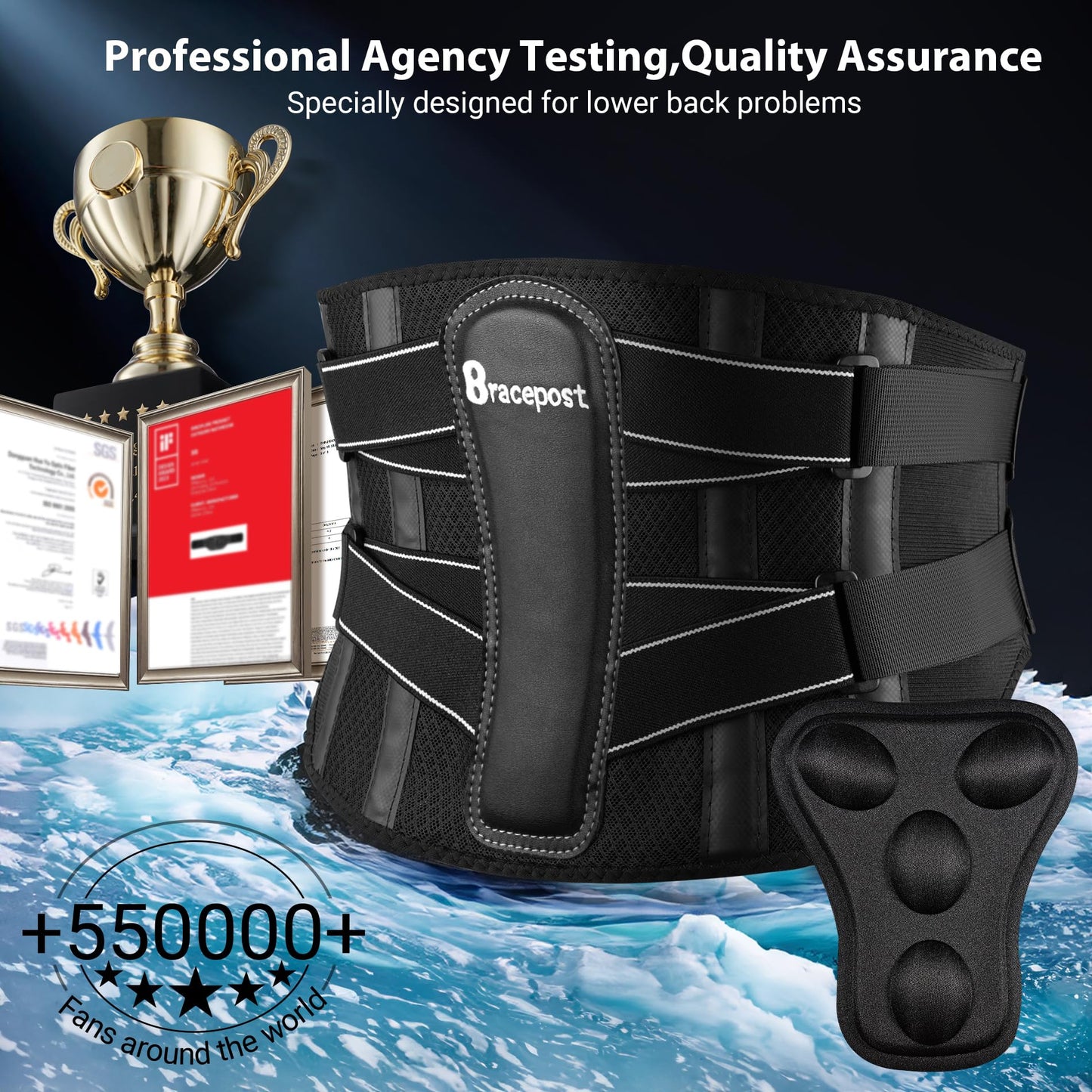 Back Brace For Lower Back Pain Women Men With 360°Support & Hot/Cold Compress,Breathable Back Support Belt With 3D Pad,Adjustable Back Brace For Sciatica,Herniated Disc,Scoliosis,XL