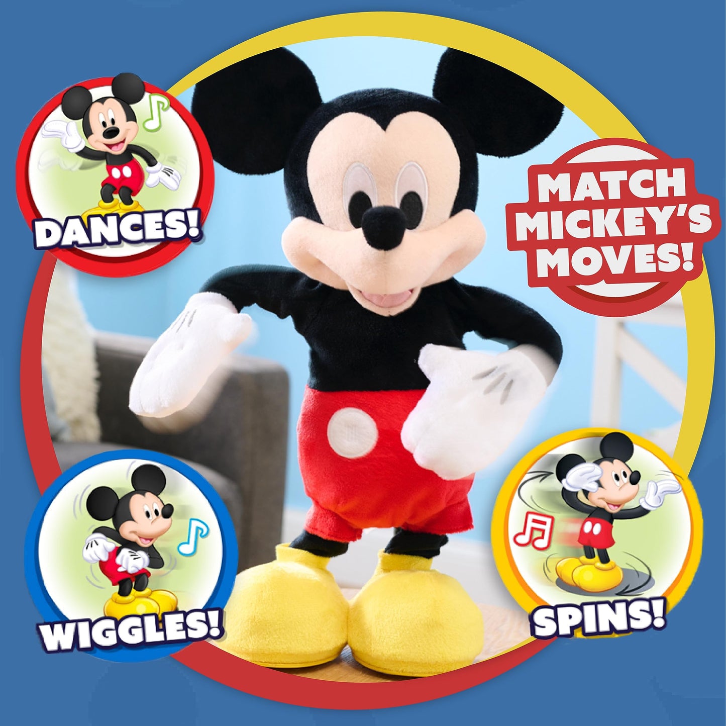 Disney Junior Mickey Mouse Hot Diggity Dance Mickey Feature Plush Stuffed Animal, Motion, Sounds, and Games, Officially Licensed Kids Toys for Ages 3 Up, Gifts and Presents