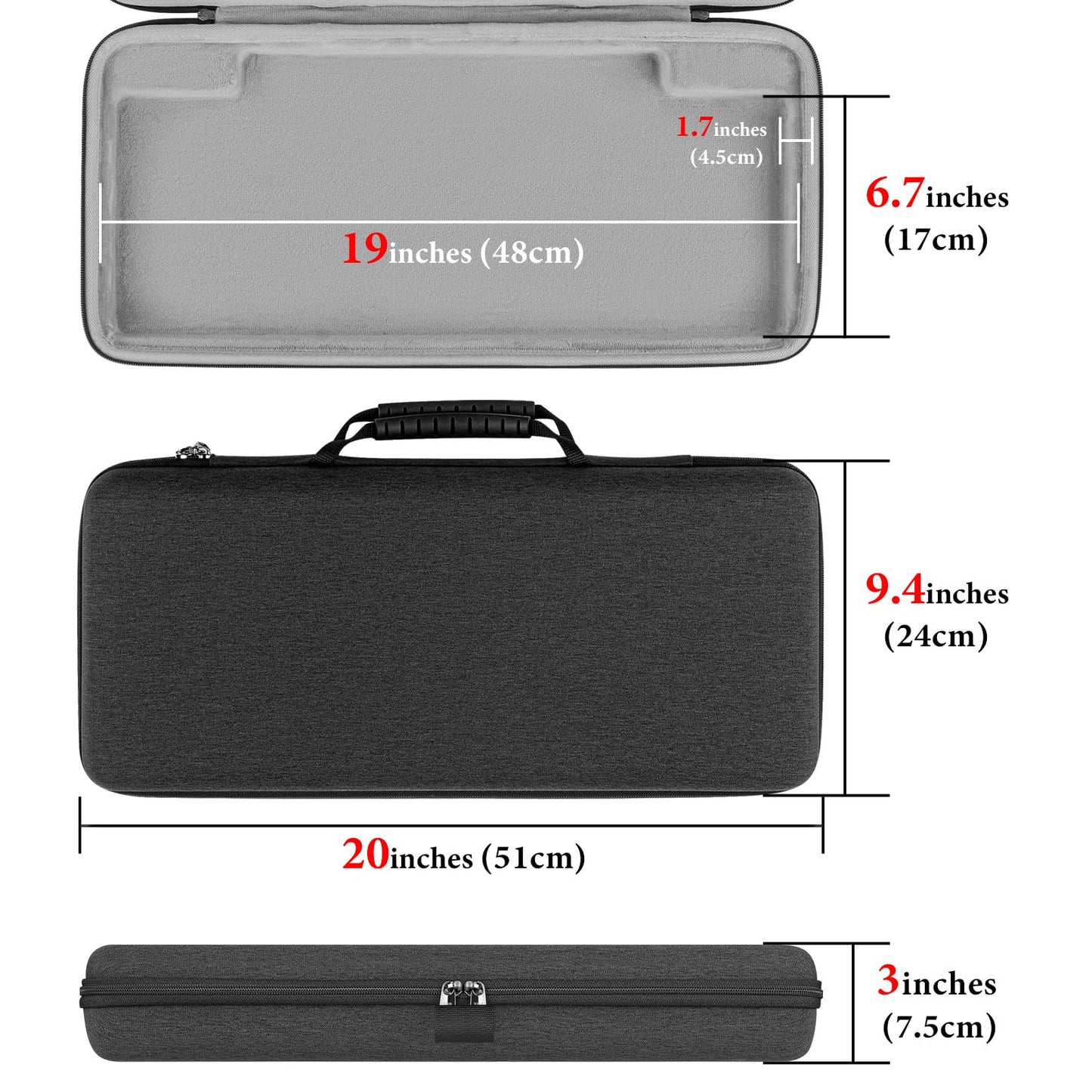 GEEKRIA Full Size Keyboard Case, Hard Shell Travel Carrying Bag for 104~108 Key Computer Mechanical Gaming Keyboard, Compatible with Corsair K100 RGB Mechanical, K95 RGB, Razer BlackWidow V4 Pro