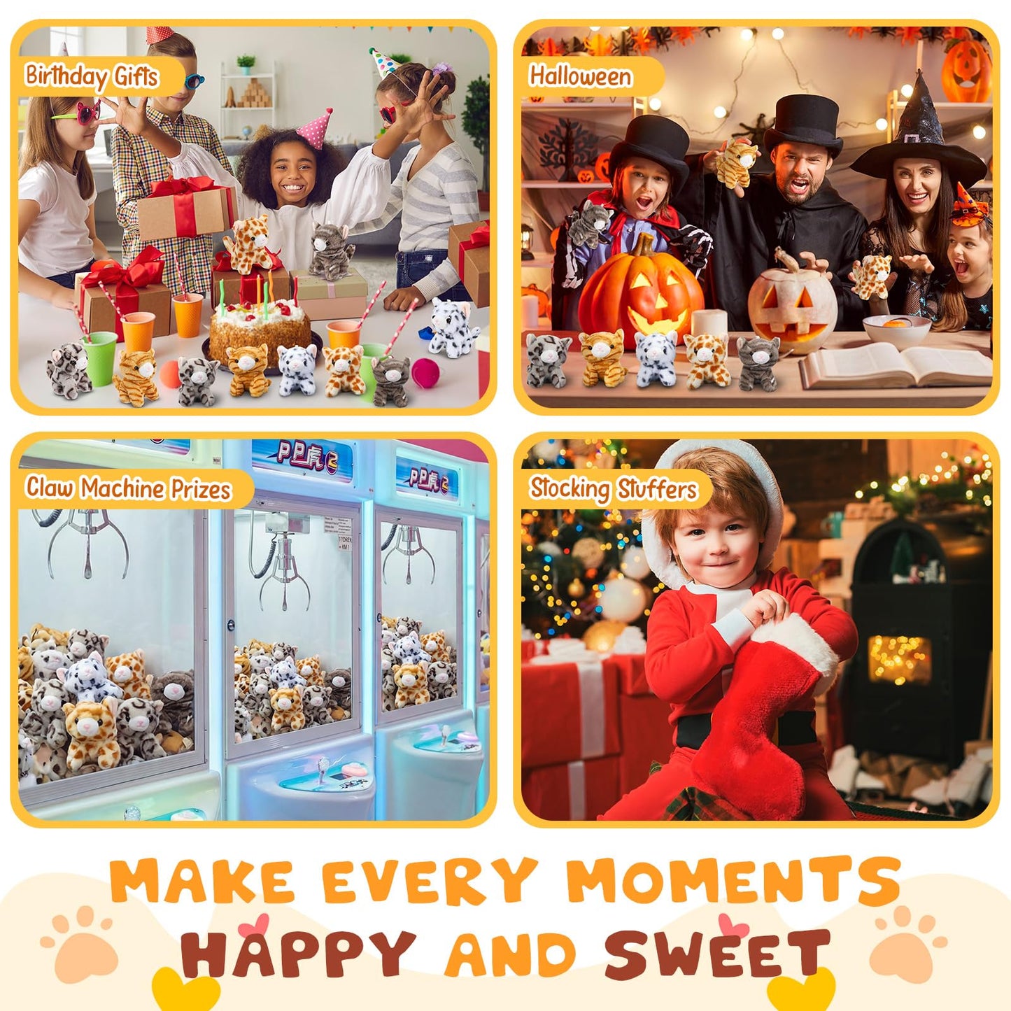 Shappy 25 Pcs Cat Stuffed Animals Bulk Small Stuffed Kittens Assorted Soft Fluffy Kittens Cat Themed Party Gift Favors for Birthday Easter Stuffers