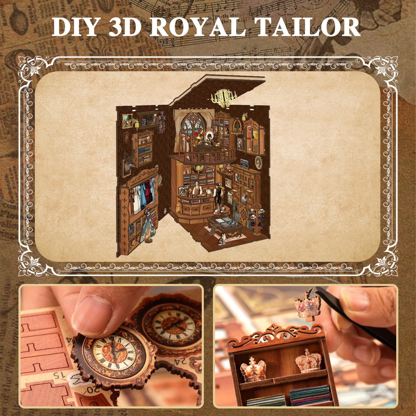 Book Nook Kit, DIY Dollhouse Booknook, Book Nook Miniature Kit for Bookshelf Insert