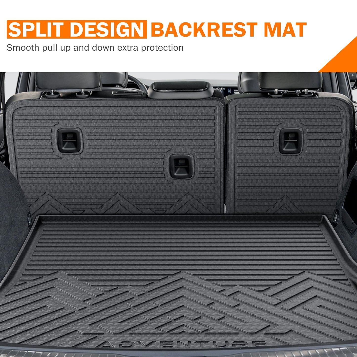 KUST Trunk Cargo Mat for Jeep Grand Cherokee 2011-2021, TPE Rubber Trunk Liner with Backrest Mat for Grand Cherokee Accessories All Weather Back Seat Protector Rear Cargo Liner Raised Edge