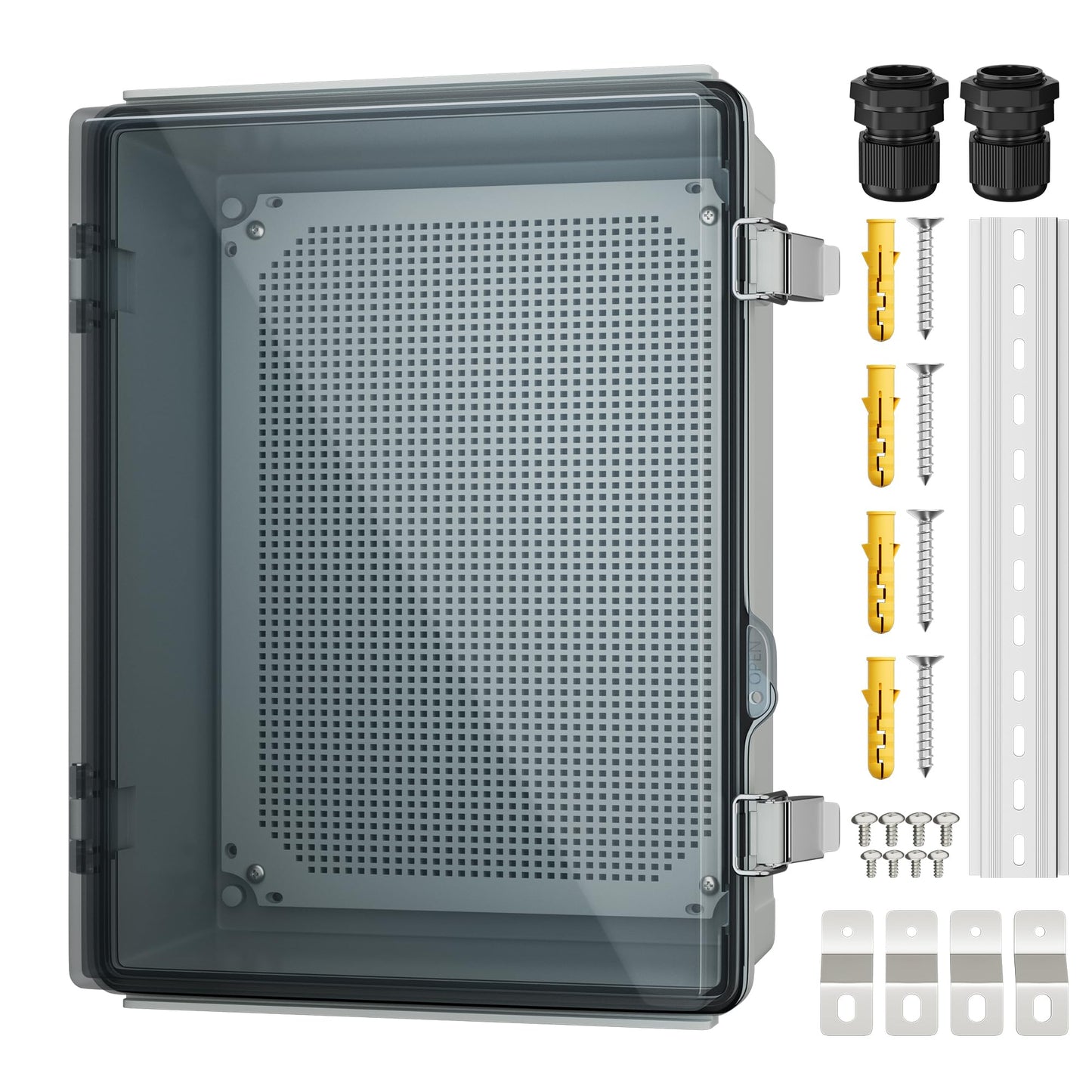 Joinfworld Electrical Box Weatherproof Plastic Junction Box 15.7x11.8x7.1 Outdoor WiFi Nema 4 Enclosure Clear Cover for Electric Connection Exterior Project