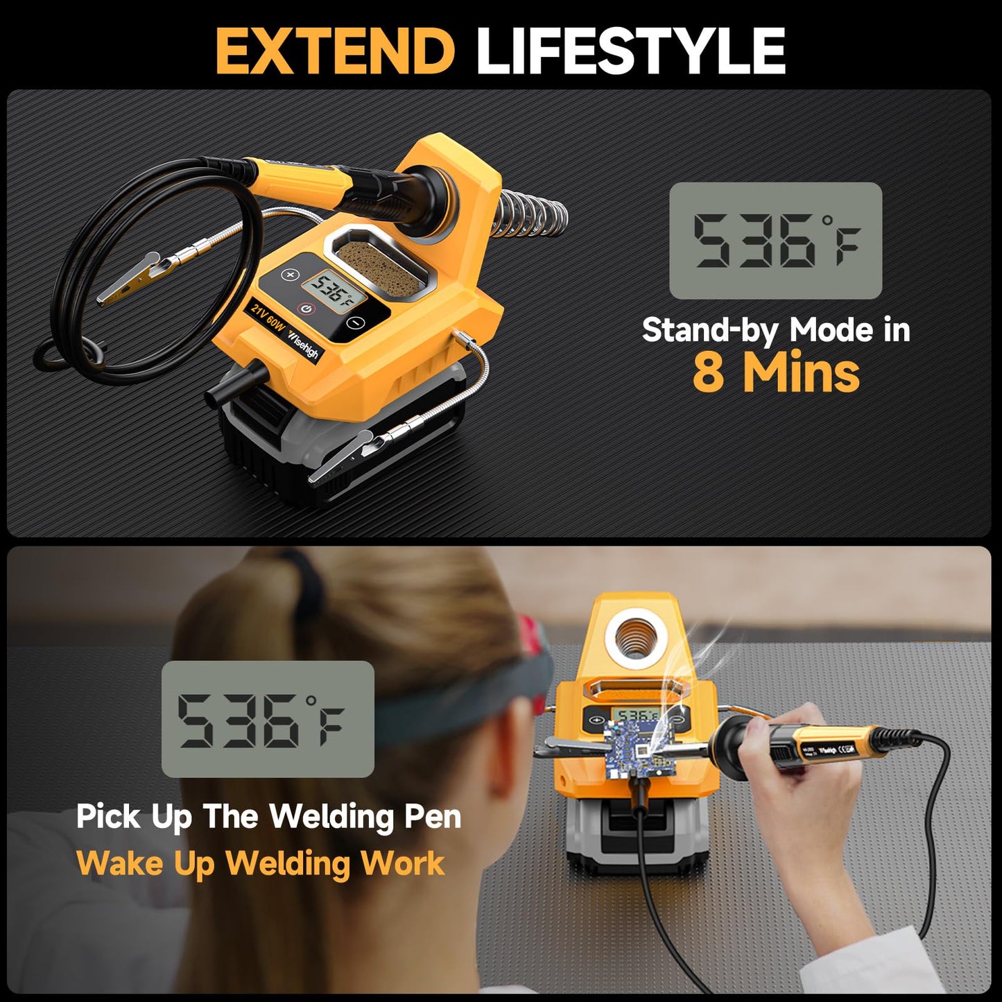Cordless Soldering Station for Dewalt 20V Max Battery - with 2 Auxiliary Helpers Electric Digital LCD Display Soldering Iron Station Fast Heating Up Soldering Station for Appliance Repair (Tool Only)