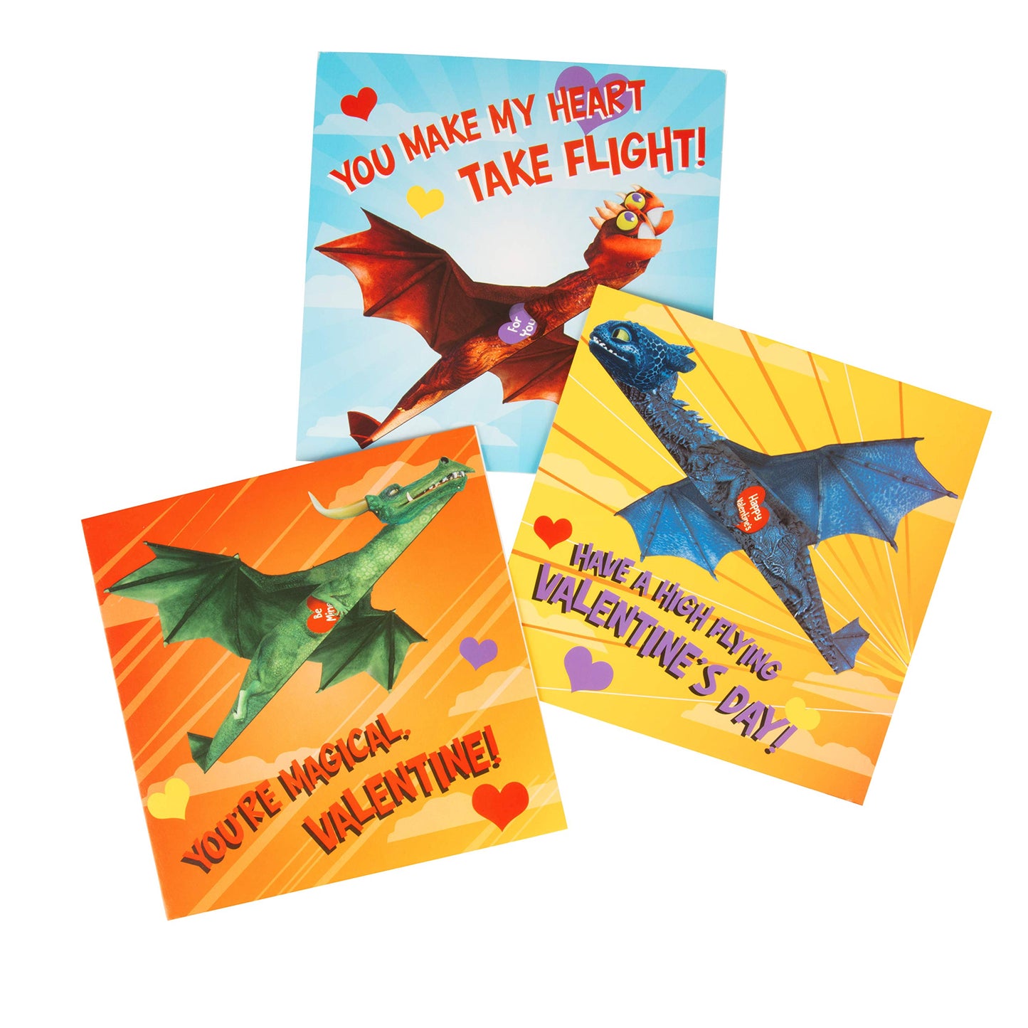 Flying Dragons Valentines Day Cards for Kids, 28 Card Pack & Envelopes - Fold and Fly Paper Airplanes - Great for School Classroom Parties - Boys & Girls ages 4+