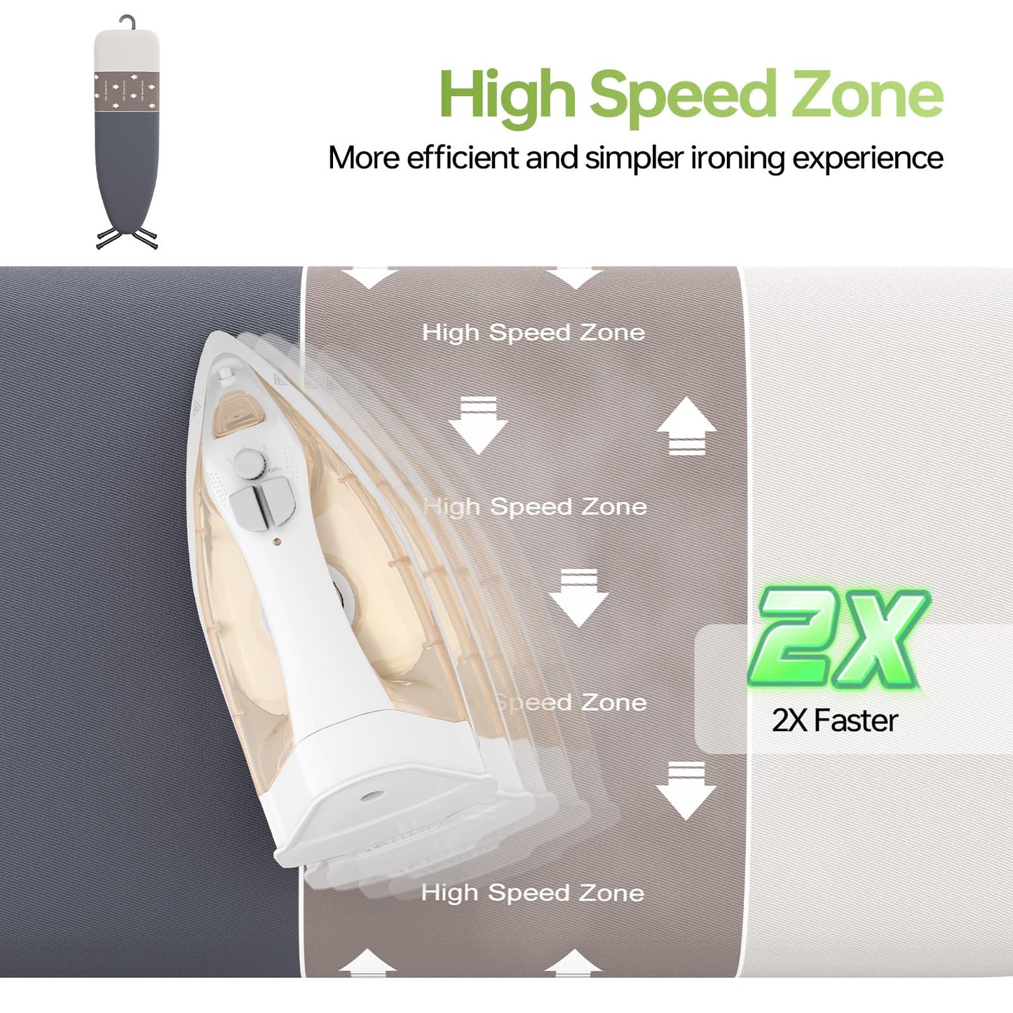 Foldable Ironing Board Standard Size, Iron Board Table Stand Foldable, Space-Saving Iron and Ironing Boards Set, Folding Ironing Boards Full Size with High Speed Zone and Hanging Hook 13x43 Warm Gray