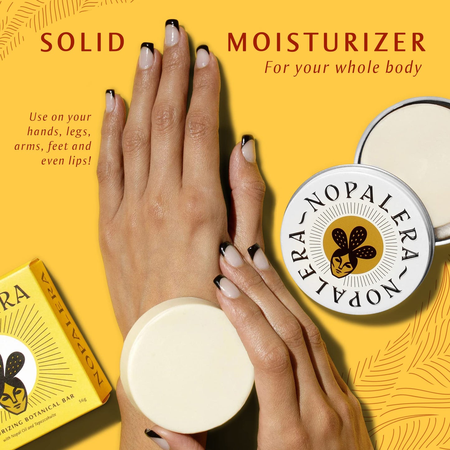 Nopalera Botanical Lotion Bar - Plant-Based Cactus Moisturizer with Prickly Pear Oil & Tangerine Oil, Deeply Moisturizing, Vegan, Natural Citrus Fragrance, 2.2 oz.