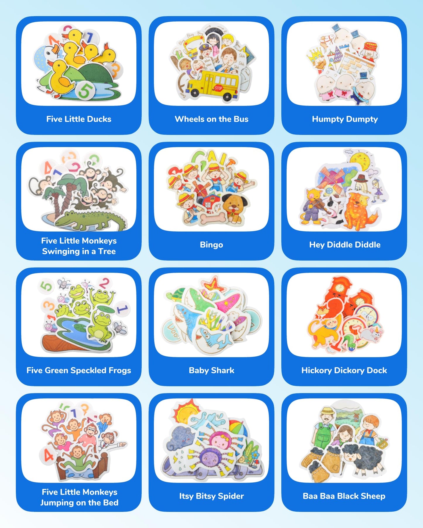 CHEFAN 12 Pack Felt Storyboard Pieces for Toddler, Flannel Board Stories for Preschool Activities