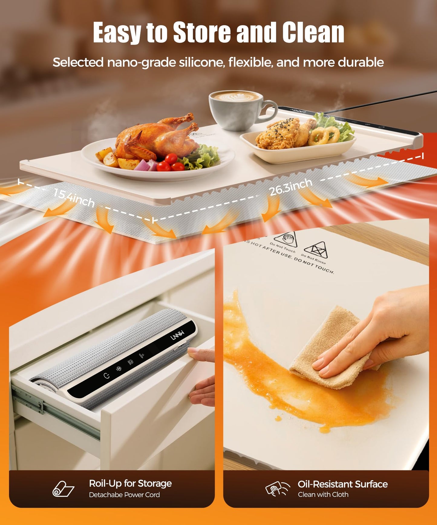 Warming Mat for Food, 6 Temperature & 6 Timer Settings,Food Warmer Chafing Dishes for Buffet,Gatherings,Parties,Everyday Use