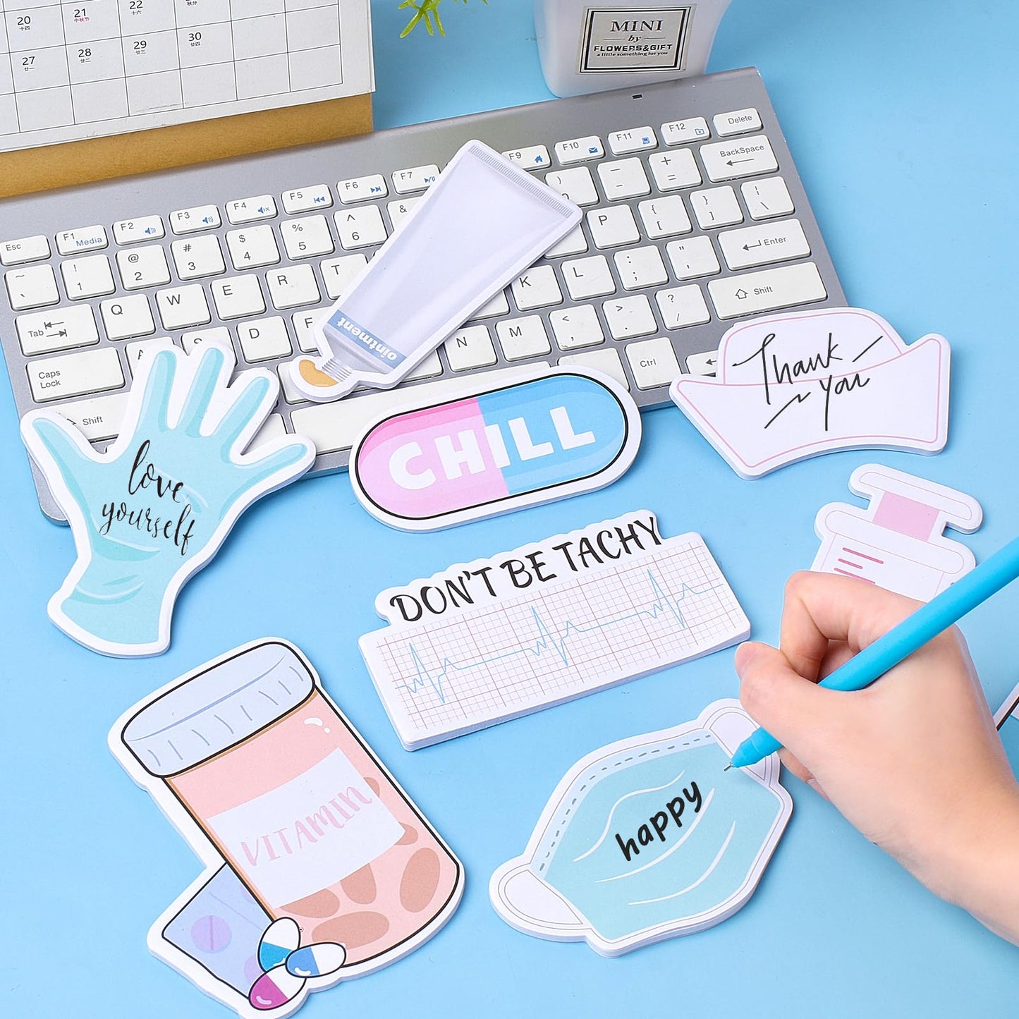 60 Pads Mini Funny Nurse Sticky Notes CNA Gifts Nursing Essentials Medical Themed Mini Notes Assorted Pads Self Stick Cute Memo for Gifts Hospital