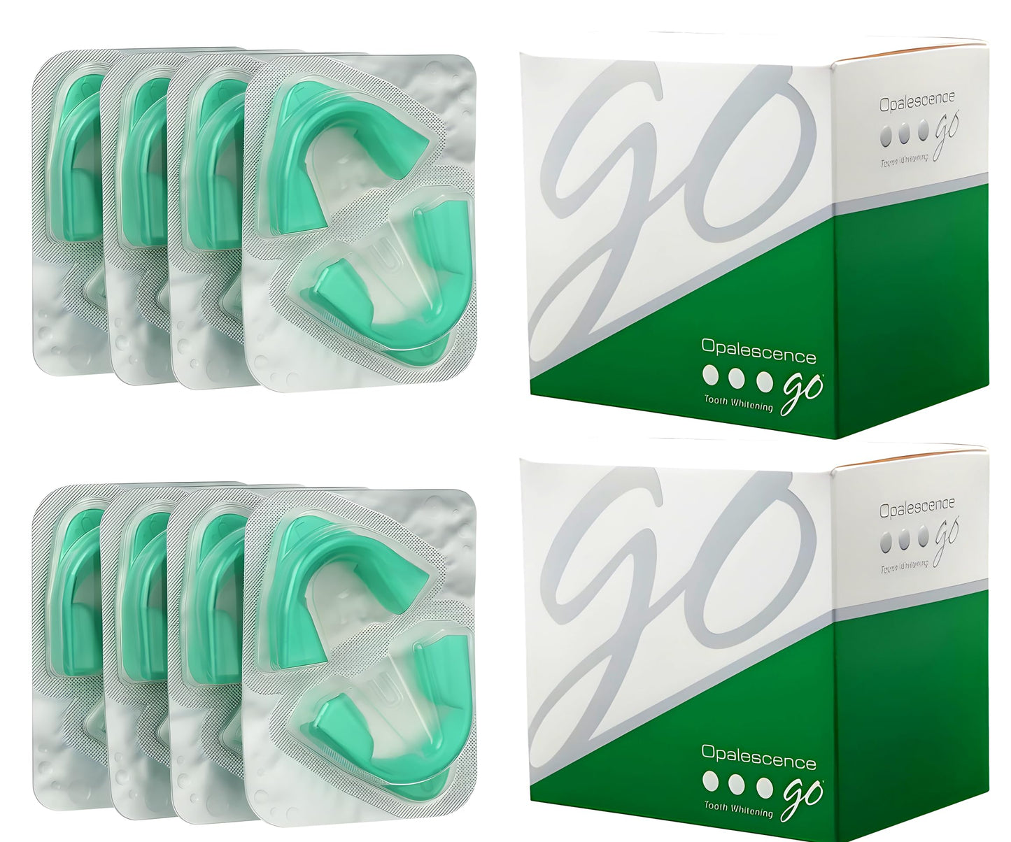 Opalescence Go - Prefilled Teeth Whitening Trays - Original 15% - 4 Treatments (2 Packs) - Hydrogen Peroxide with PF - Cool Mint - Made by Ultradent. 4648-2