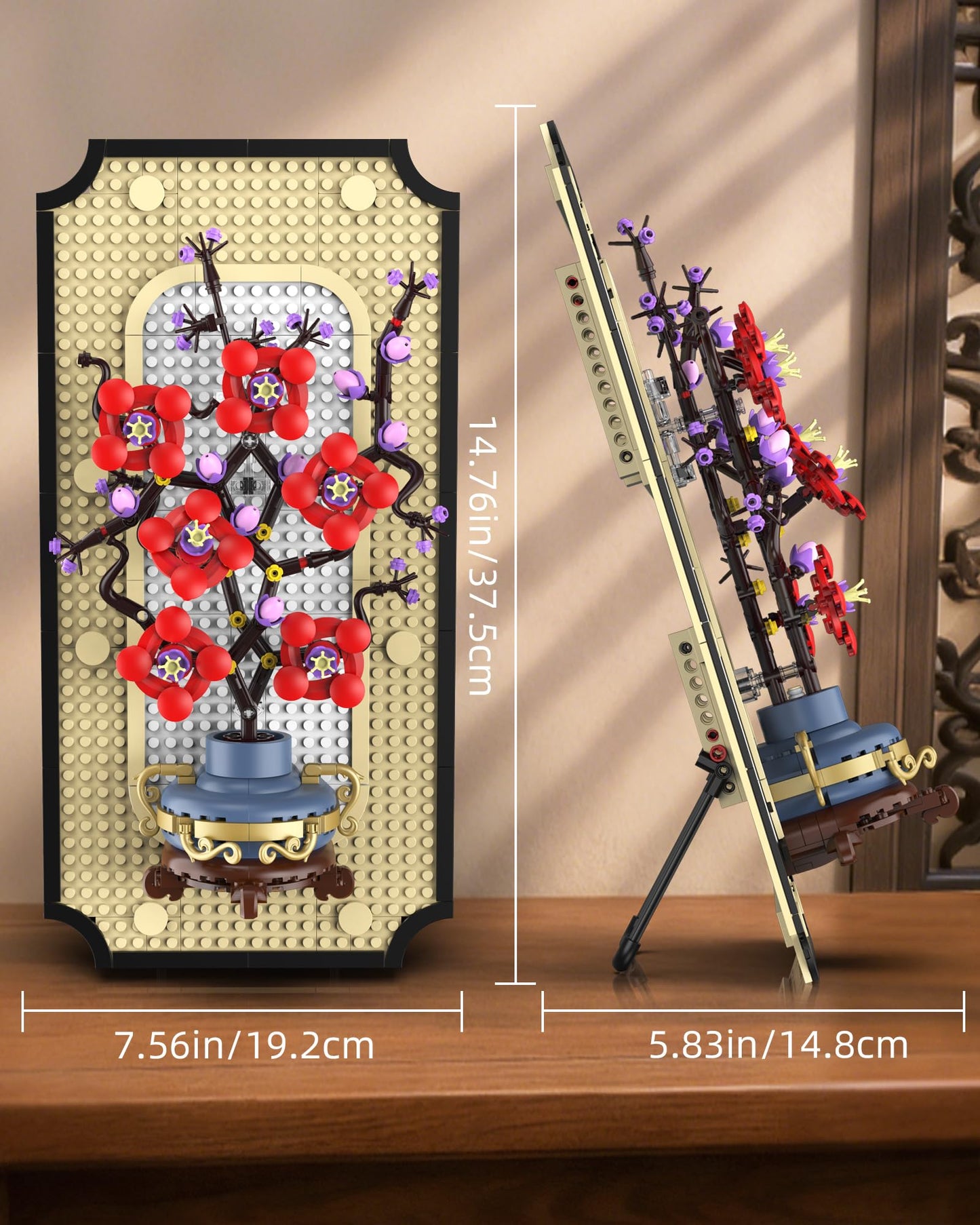 Suplanet Botanicals Plum Blossom Building Set - 3D Wall Art Frame for Botanical Collection & Home Decor Wall Art Architecture Sets, Ideal Gifts for Adult, Kids Ages 8-12 (529 PCS)