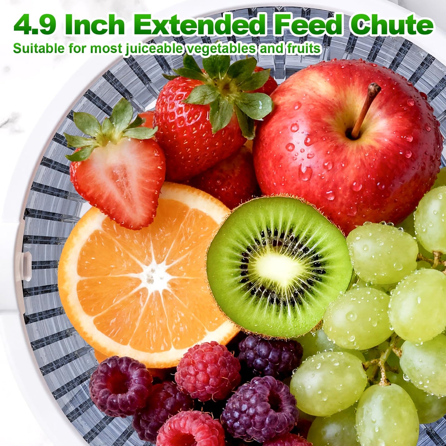 Masticating Juicer Attachment for KitchenAid Stand Mixer, 4.9" Large Feed Chute Fit Whole Vegetables & Fruits, Slow Cold Press Juicer Includes 2 * 32oz Capacity Cups, Juicer Attachment for Kitchen Ai