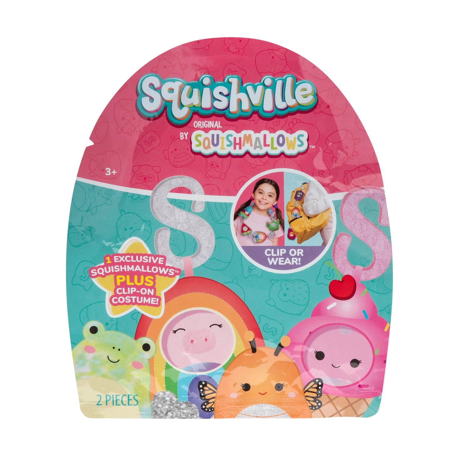 Squishville by Original Squishmallows Style & Play Clips - 4 Pack Mystery Bundle - Clip-On and Link Together - 12 Possibilities Chosen at Random