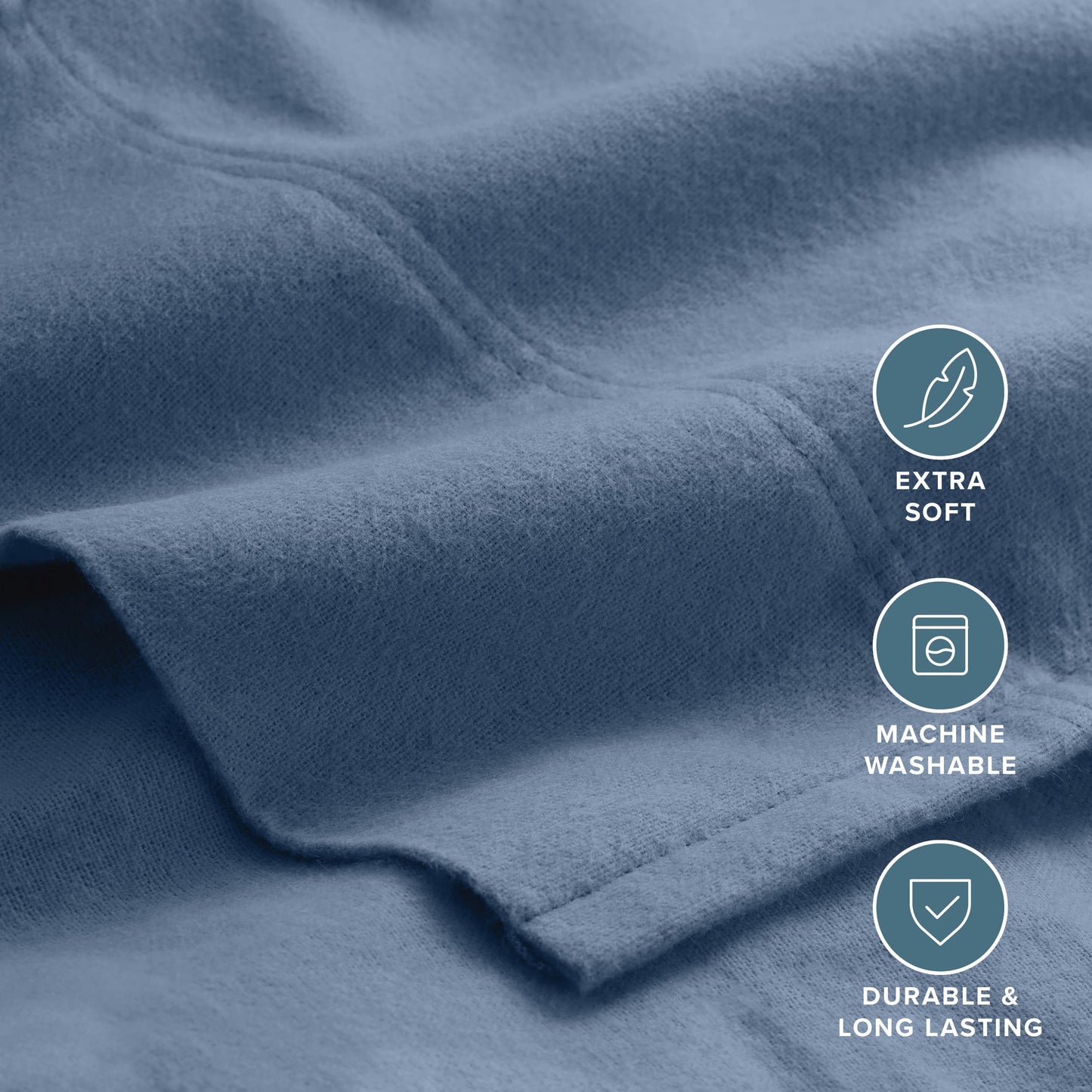 Bare Home Flannel Sheet Set 100% Cotton, Velvety Soft Heavyweight - Double Brushed Flannel - Deep Pocket (Full, Coronet Blue)