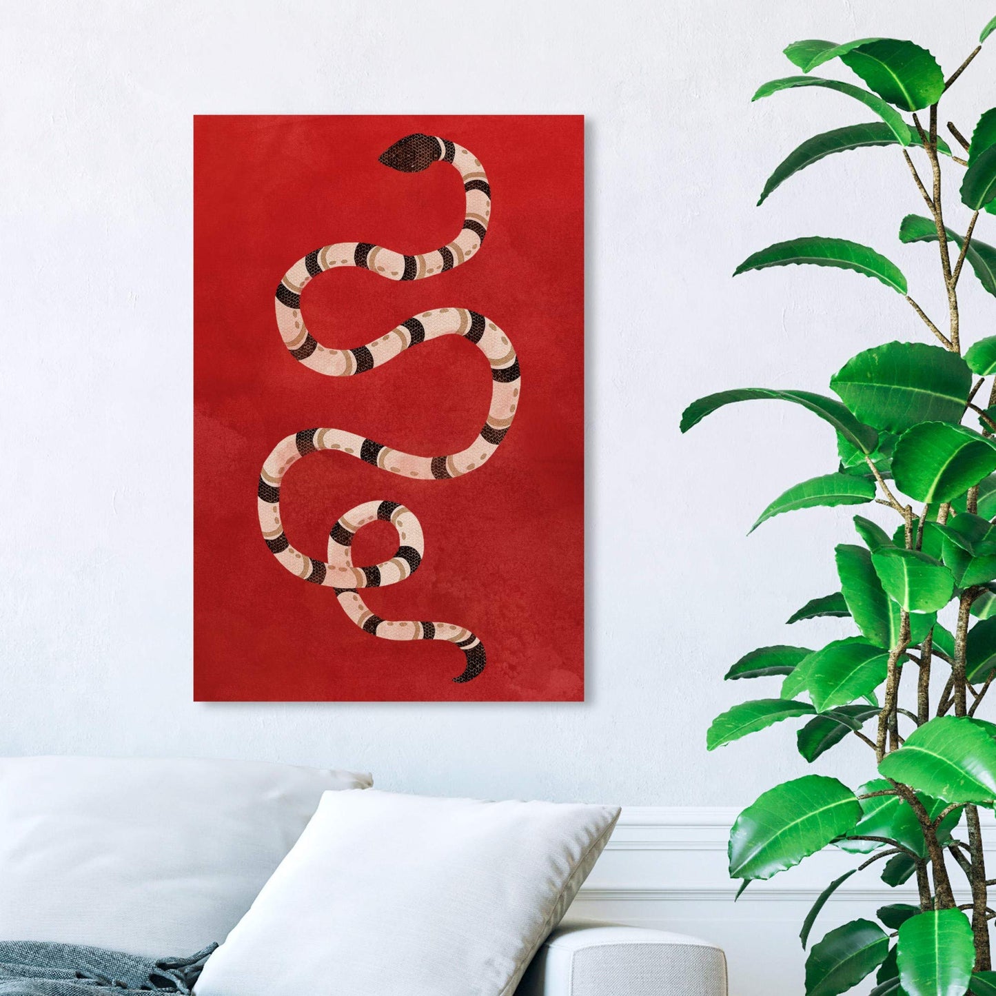 Wynwood Studio Animals Wall Art Canvas Prints 'Crimson Snake' Home Décor, 24 in x 36 in, Red, Black