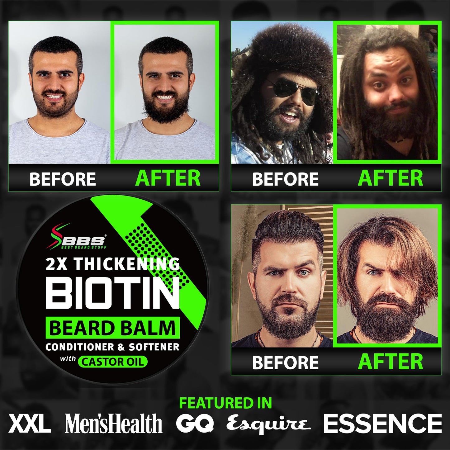 2X Thickening BIOTIN Beard Balm For Men & Mustache Wax for Beard Growth • Organic Beard Conditioner for Men & Beard Softener for Men • Beard Moisturizer for Men • Castor Oil Beard Wax for Men • USA