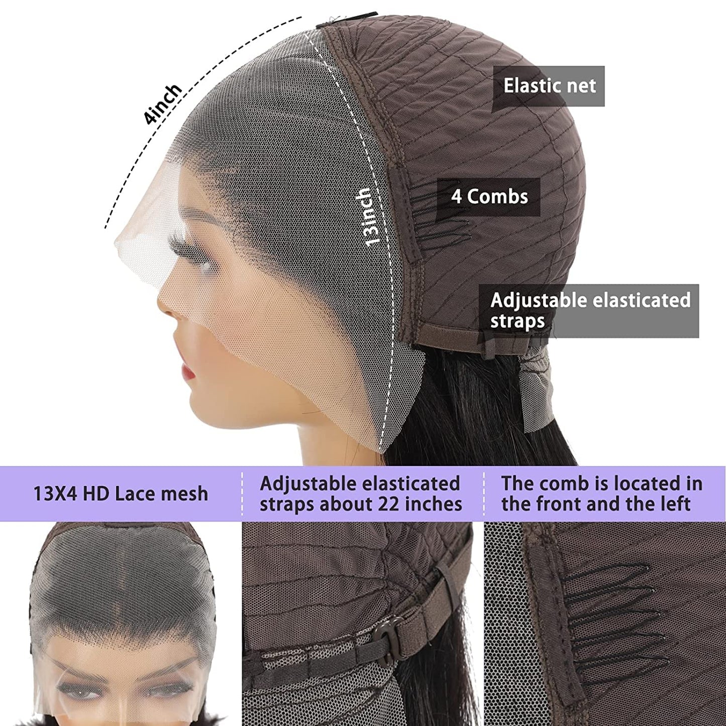Shesbeauty Bob Wig Human Hair Glueless Wigs Human Hair Pre Plucked 14 Inch Straight Lace Front Wigs Human Hair Bob HD 13x4 Lace Front Wigs Human Hair Bob Wigs for Black Women 180% Density Bob Wig