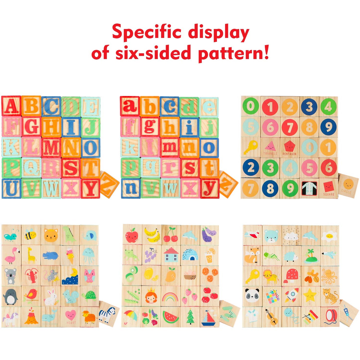 Gemileo - ABC Wooden Building Blocks for Toddlers 1-3 36 Pieces Wooden Alphabet Number Blocks for Stacking Learning Preschool Educational Montessori Sensory Toys for Kids